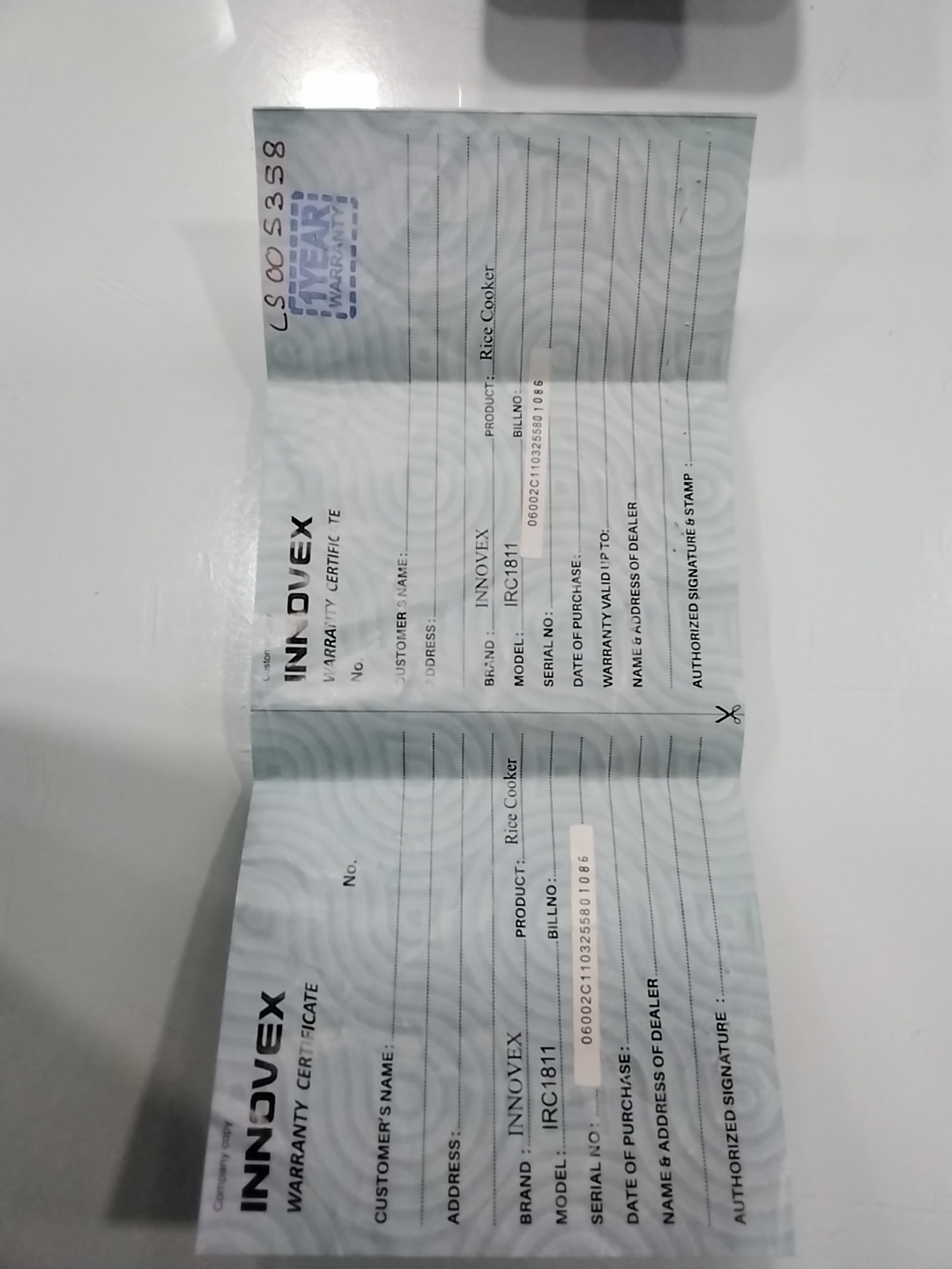Warranty Front