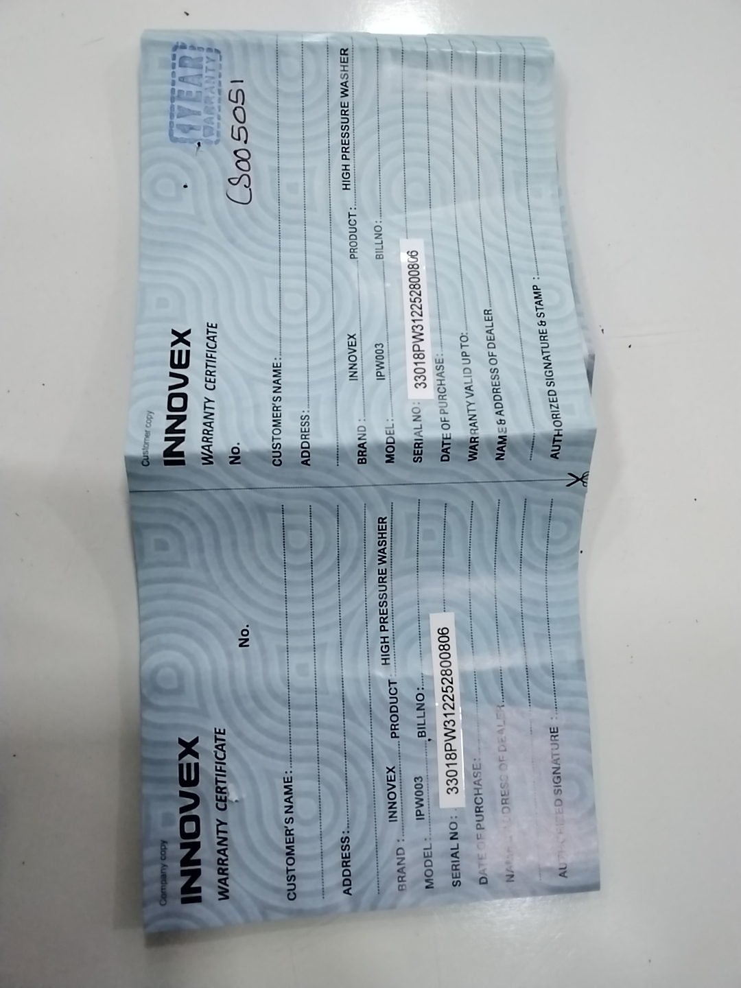 Warranty Front
