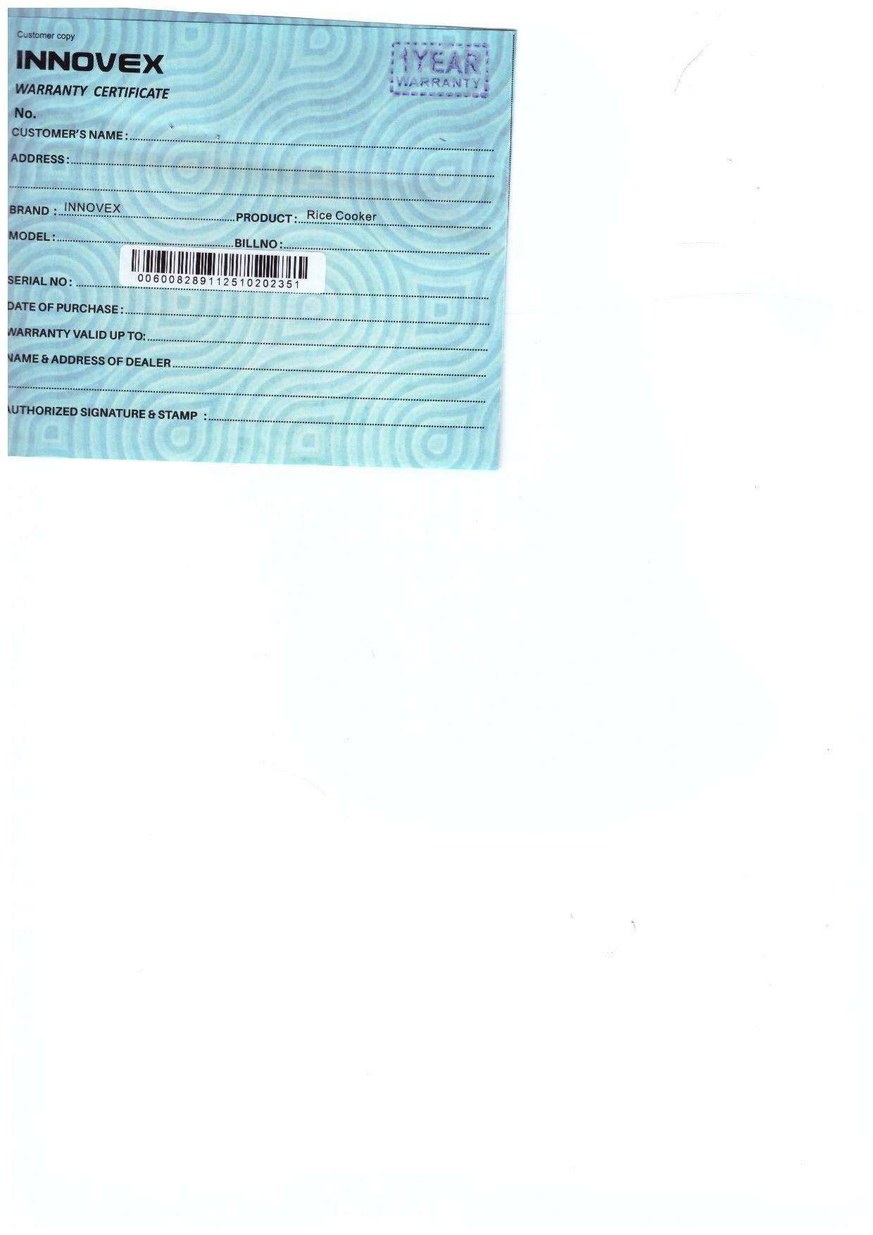 Warranty Front