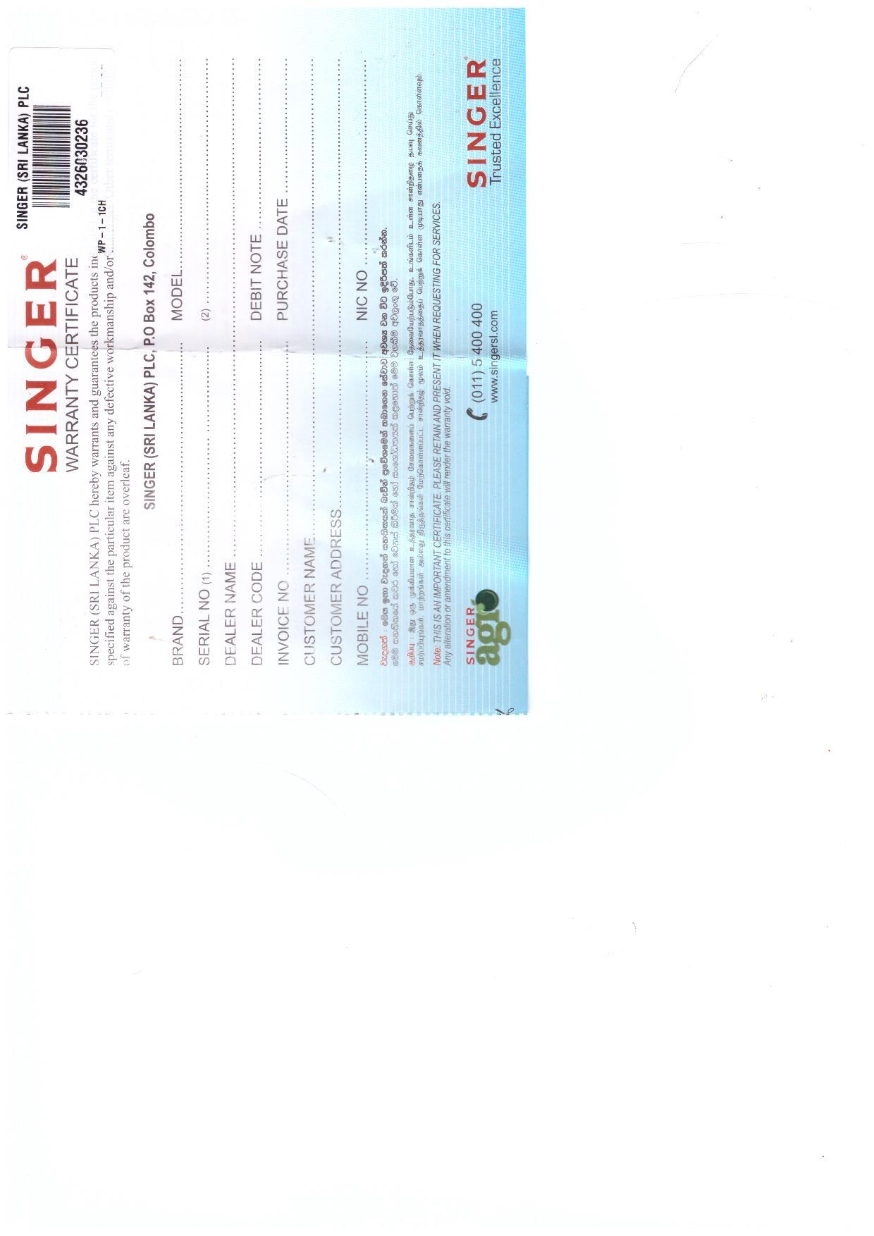 Warranty Front