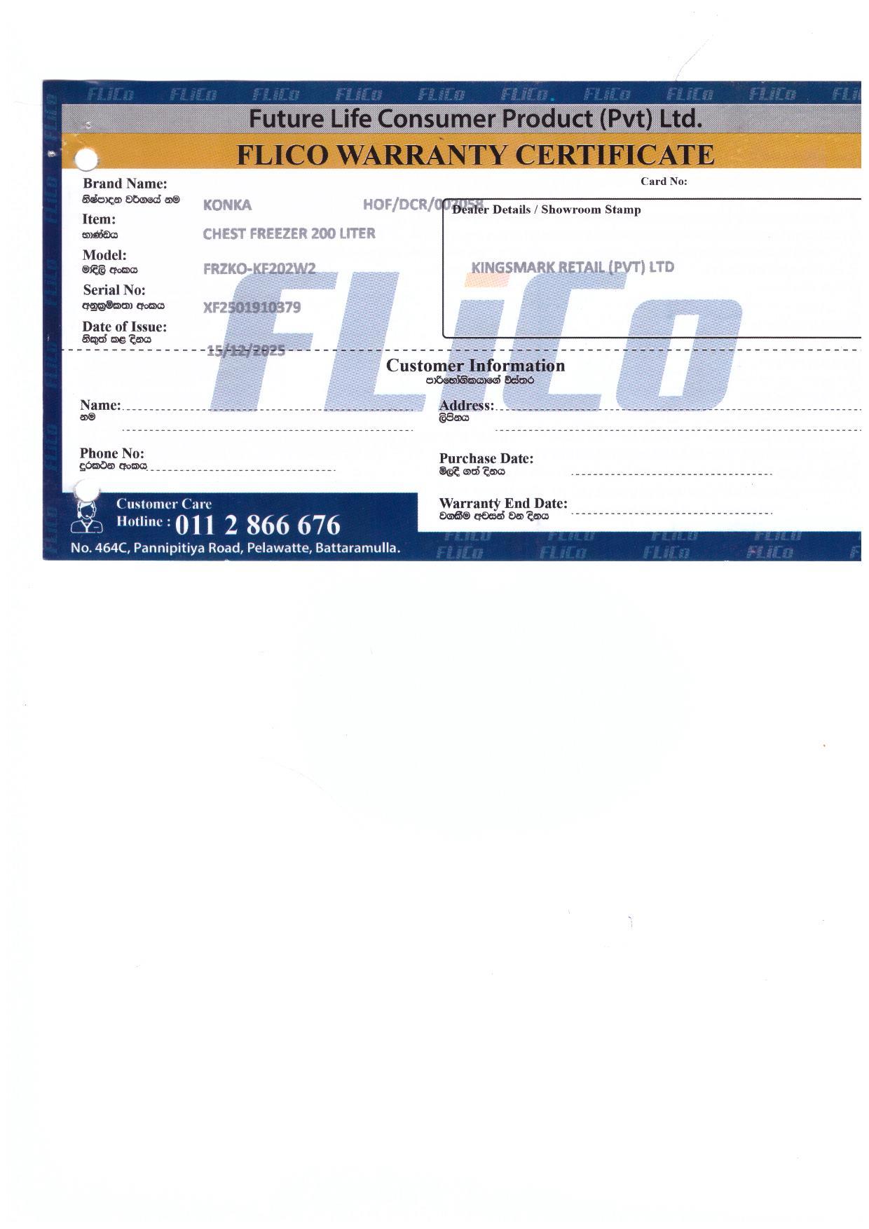 Warranty Front