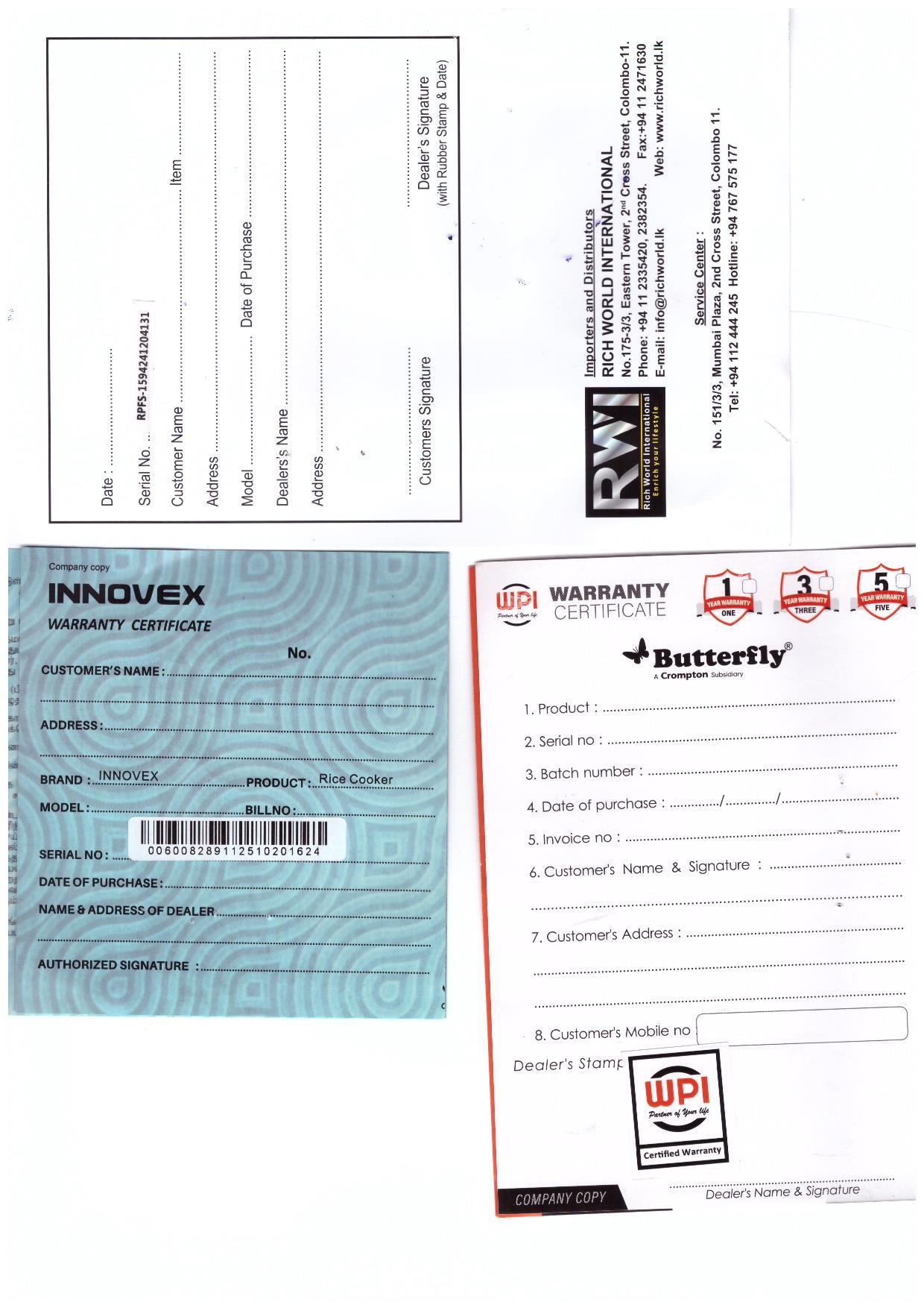 Warranty Front