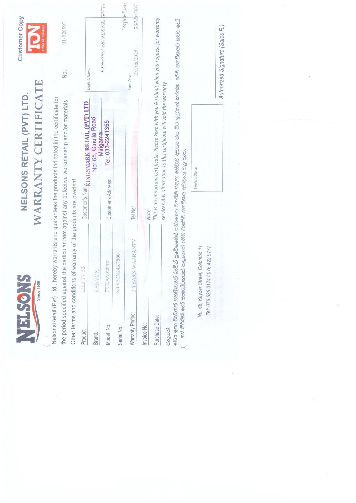 Warranty Front