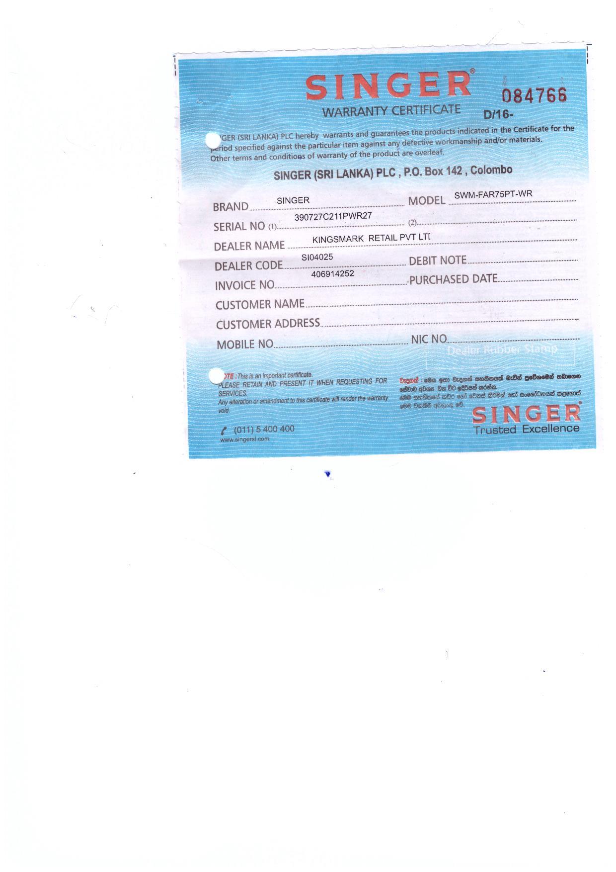 Warranty Front