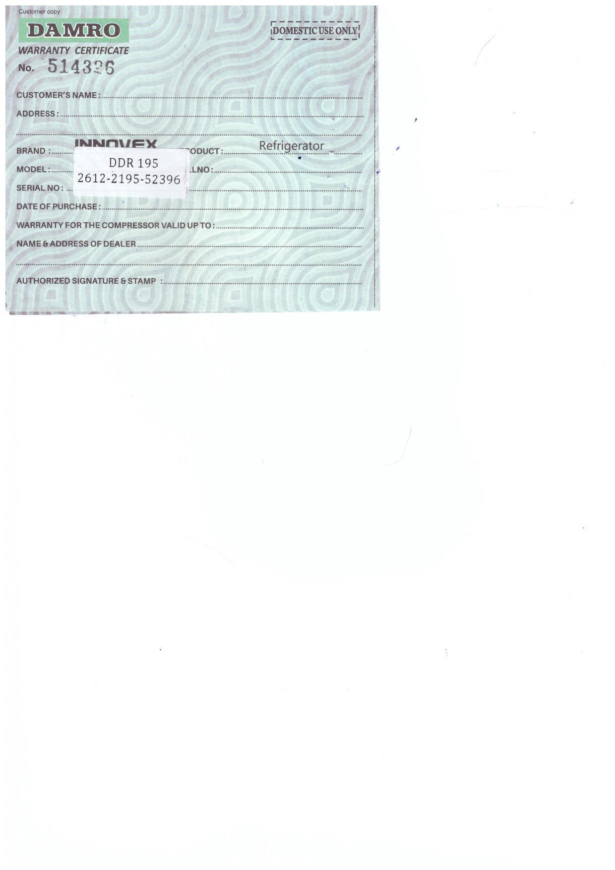 Warranty Front
