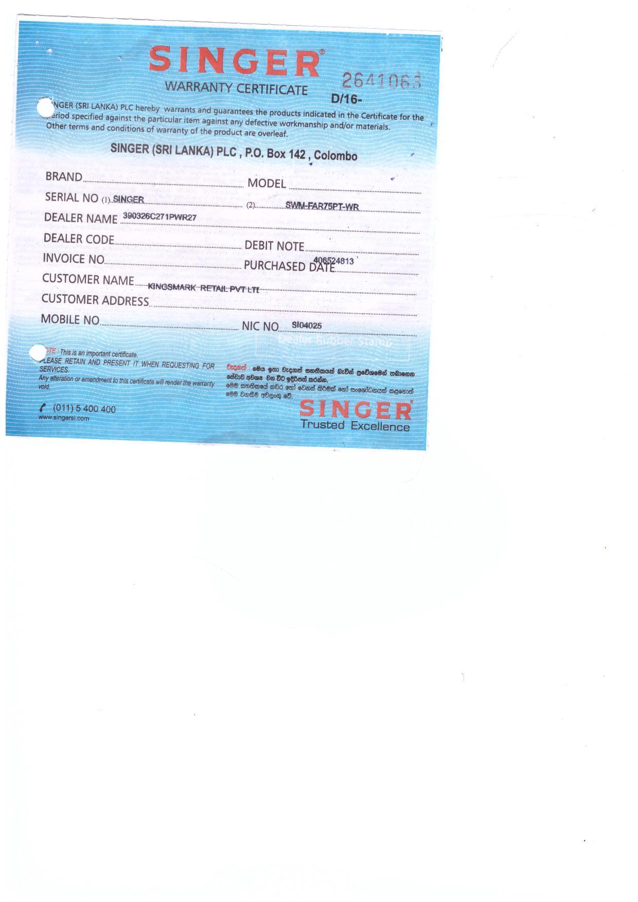 Warranty Front