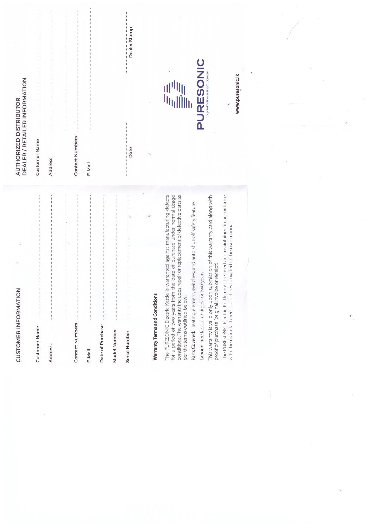 Warranty Front
