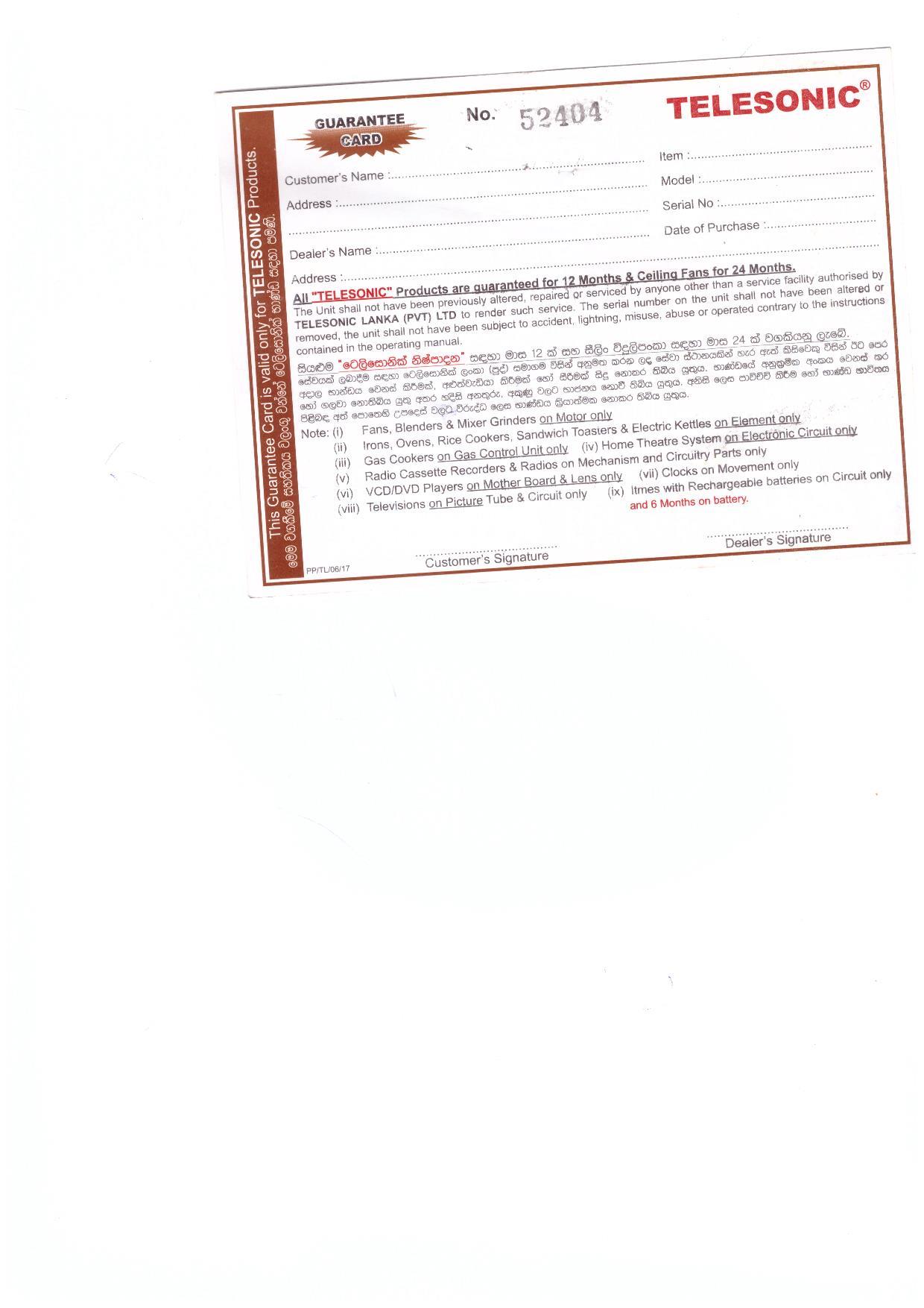 Warranty Front