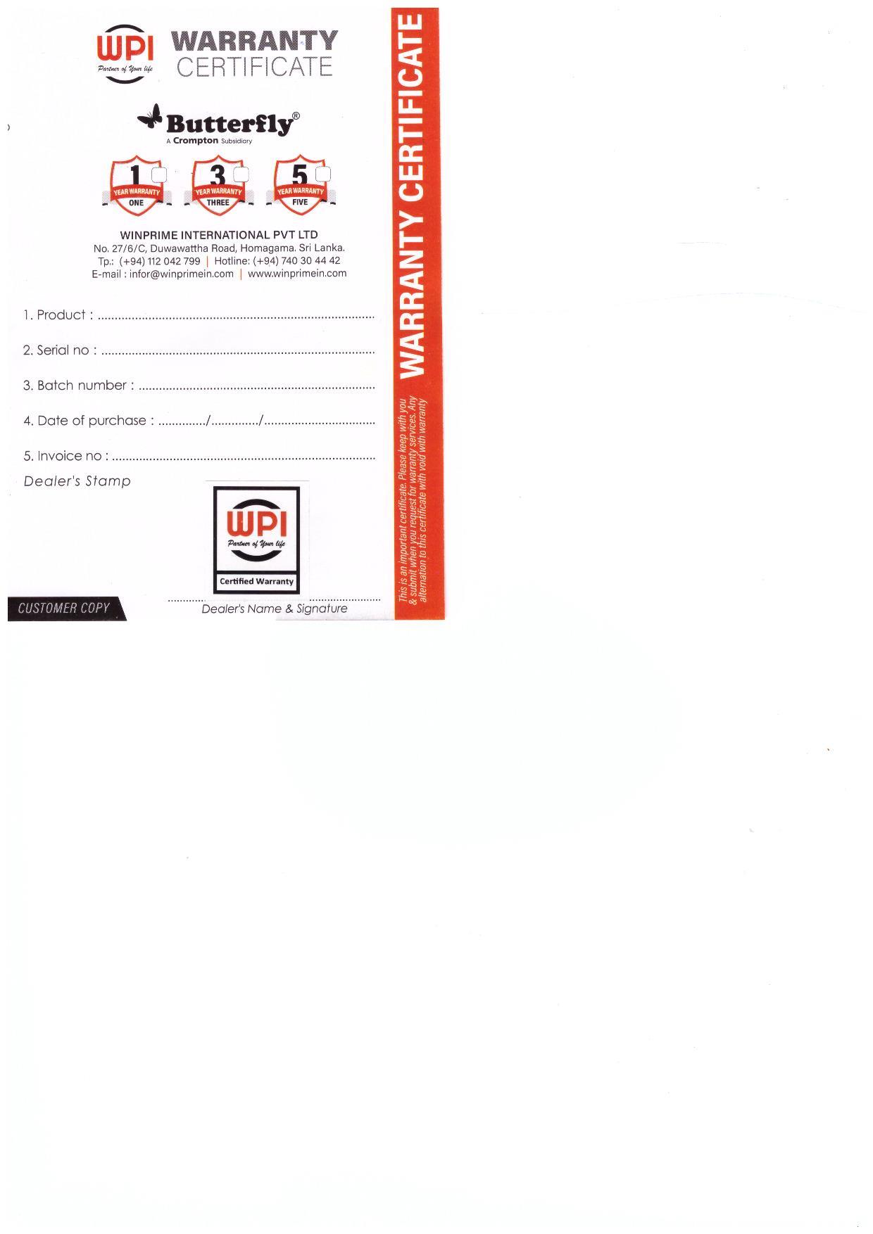 Warranty Front