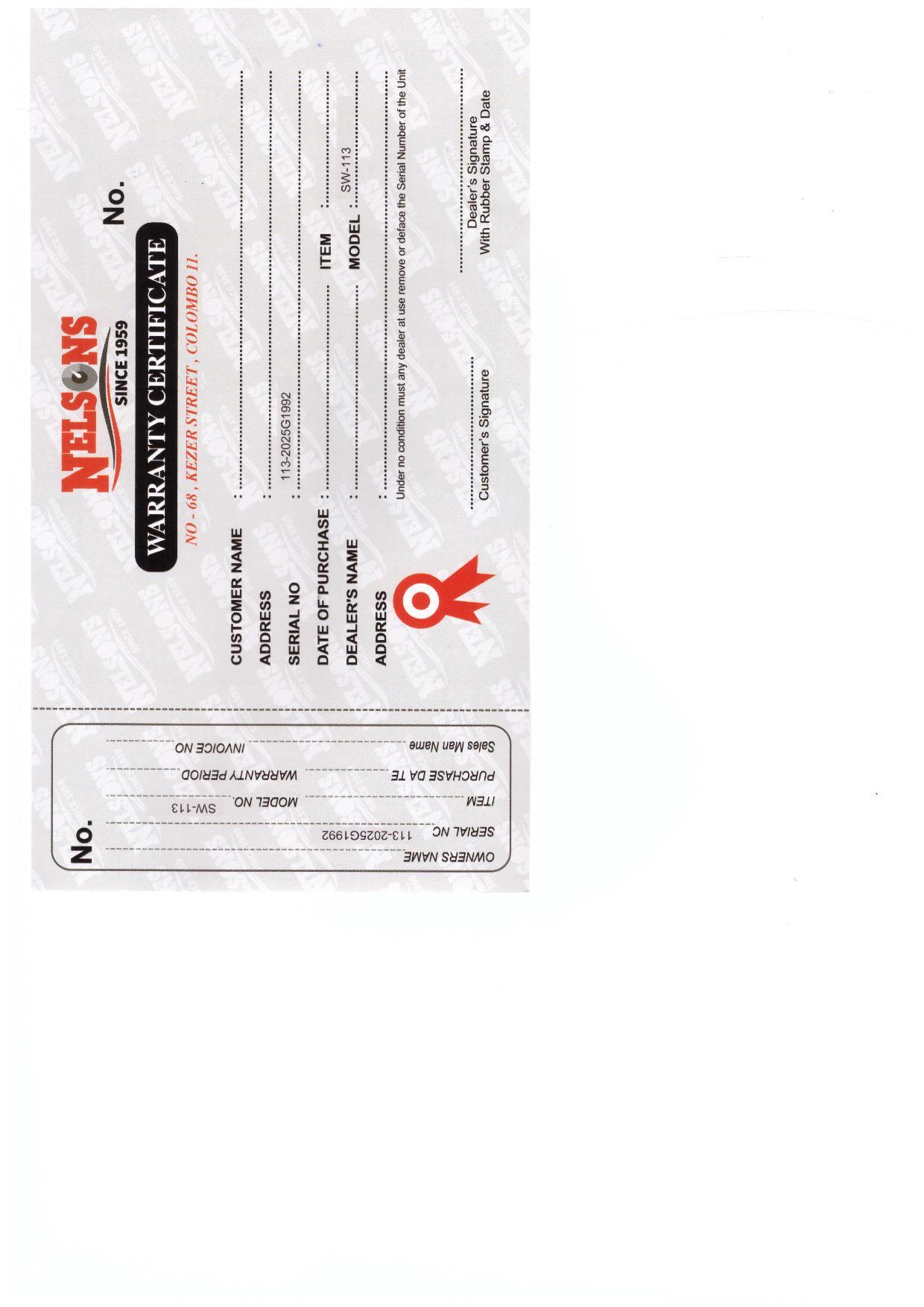 Warranty Front