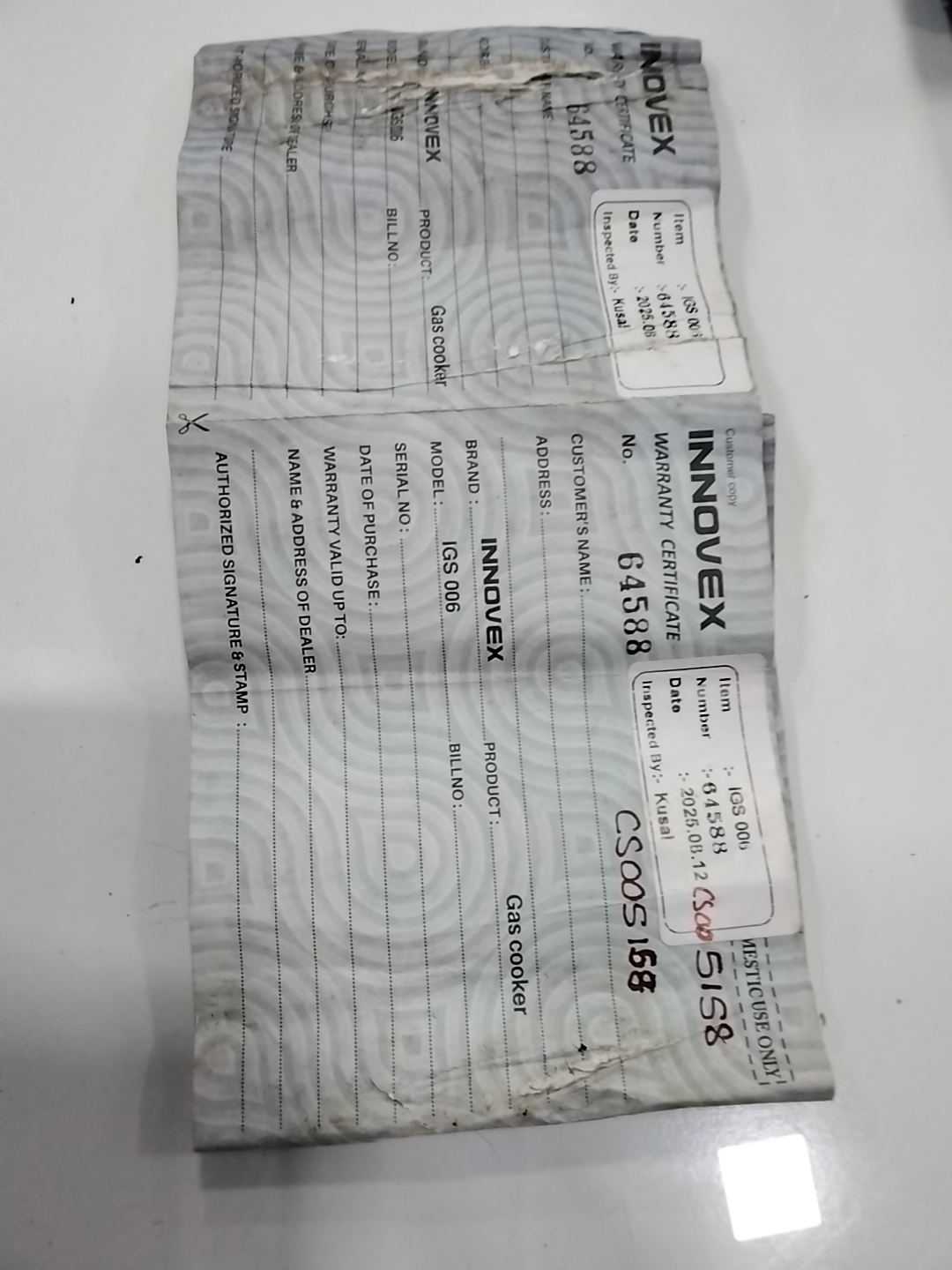 Warranty Front