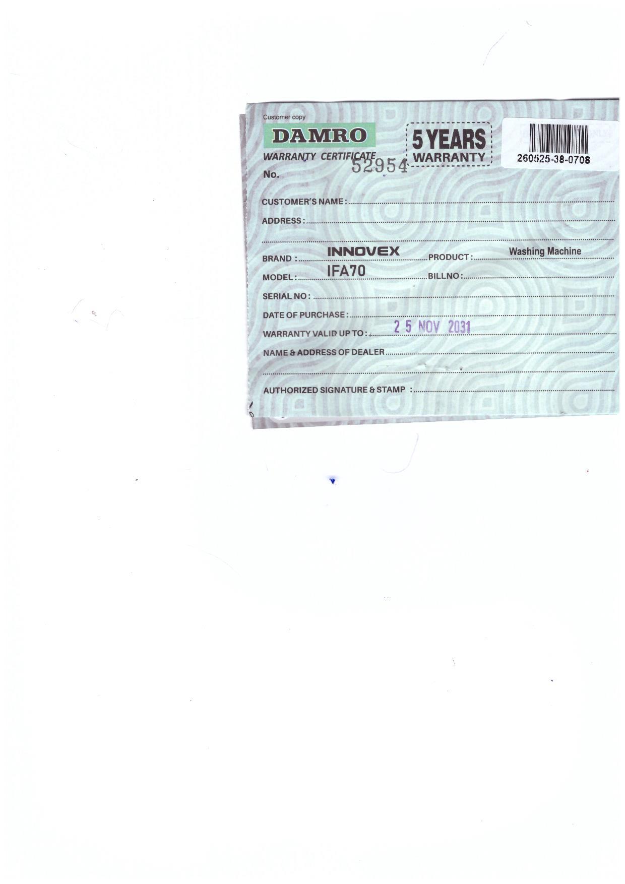 Warranty Front