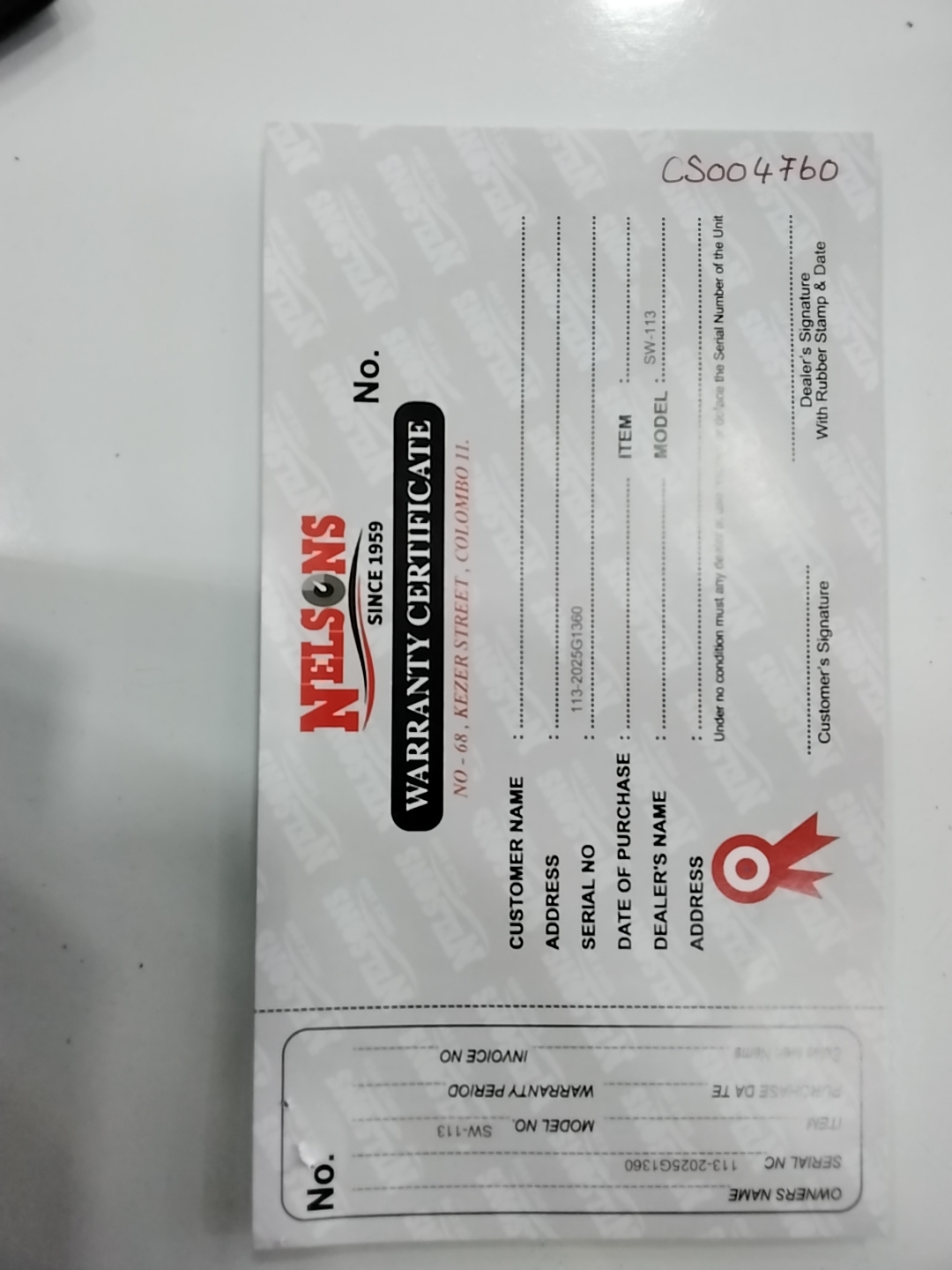 Warranty Front