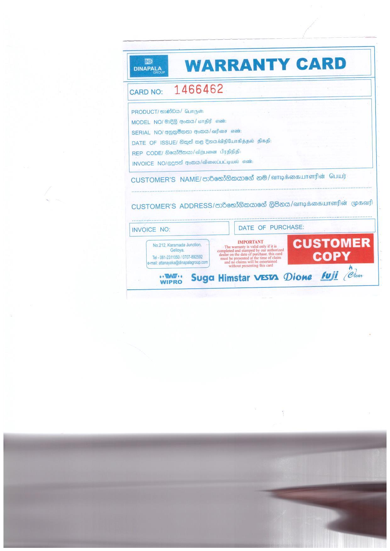 Warranty Front