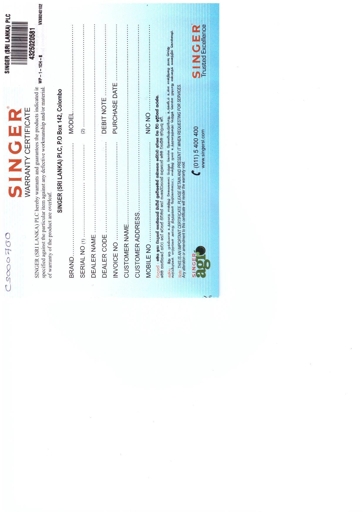 Warranty Front