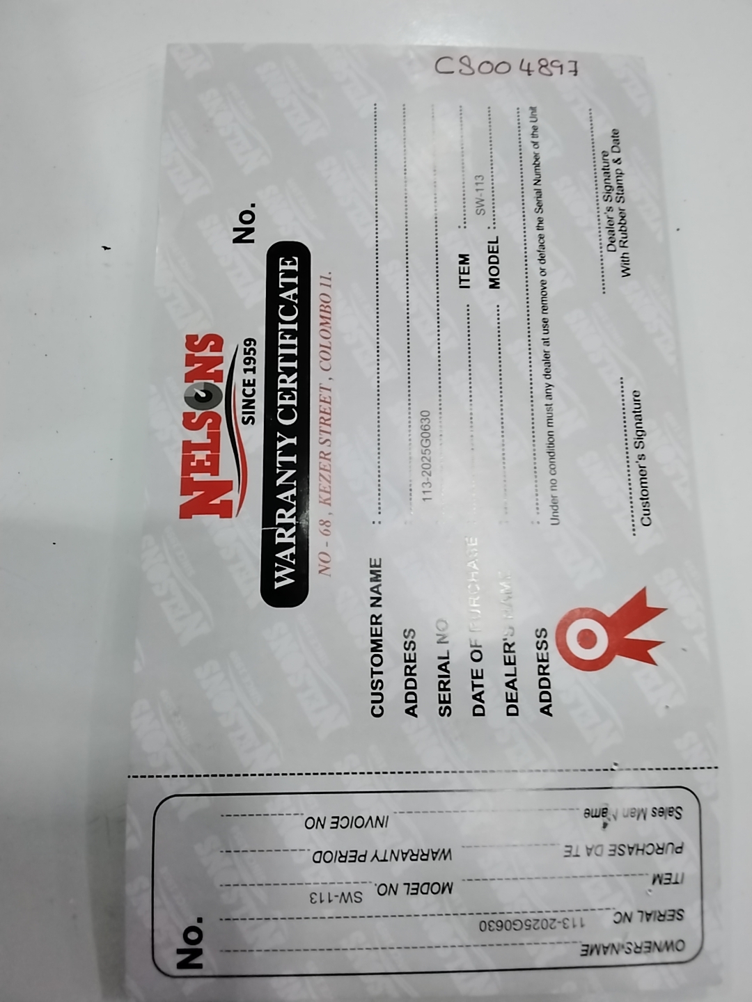 Warranty Front