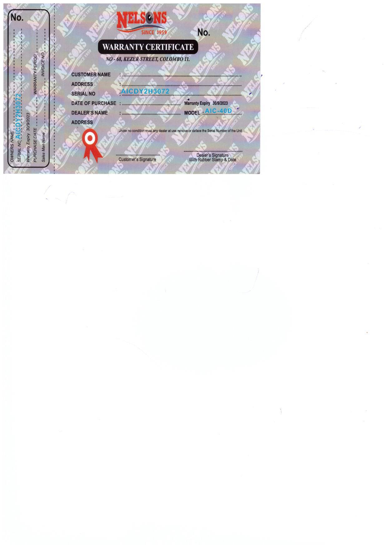 Warranty Front
