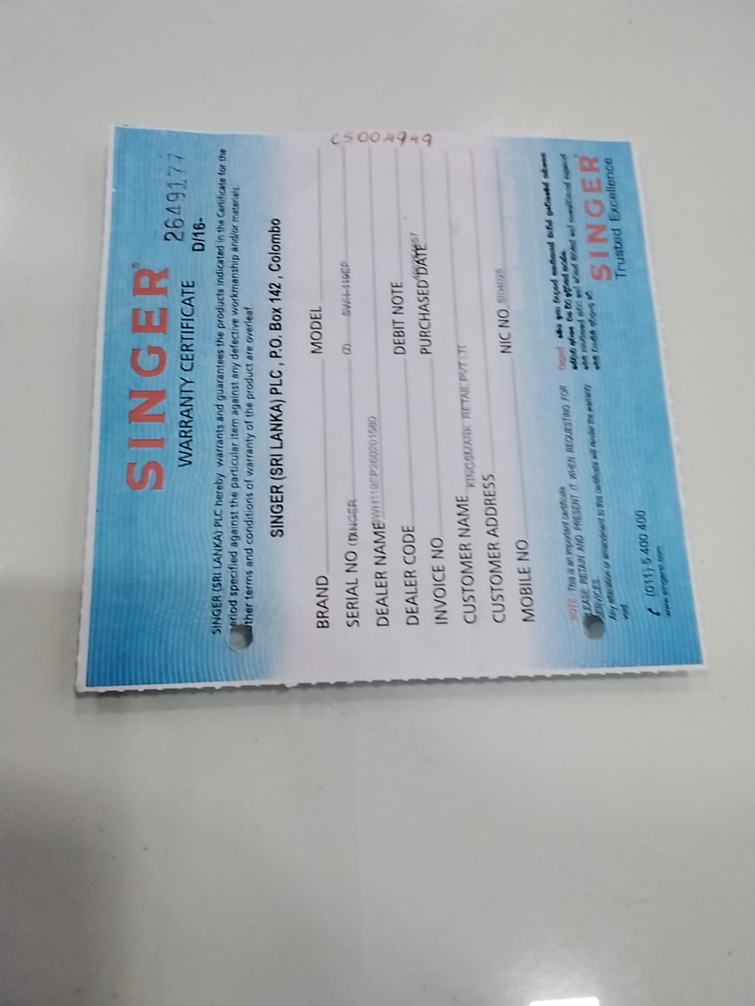 Warranty Front