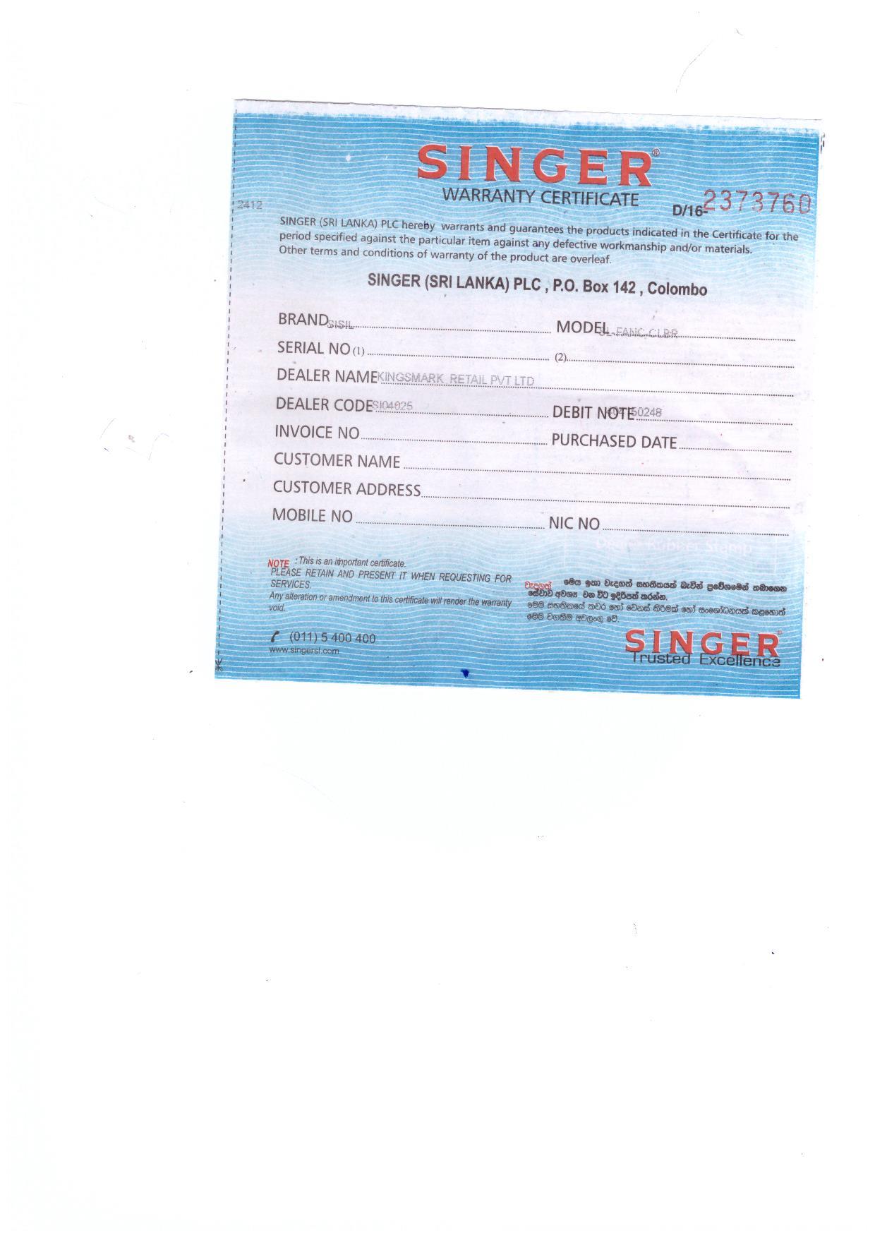Warranty Front