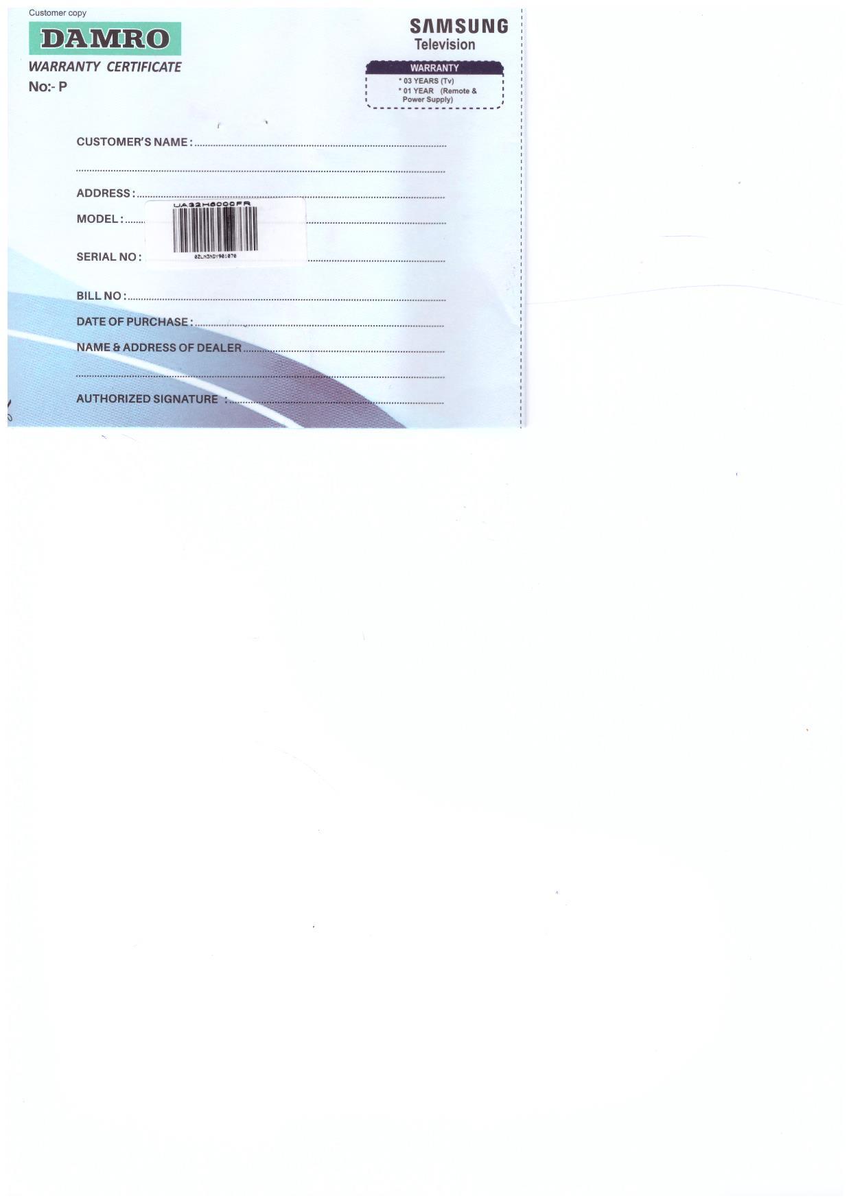 Warranty Front