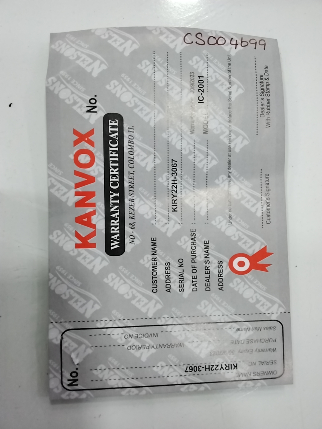 Warranty Front