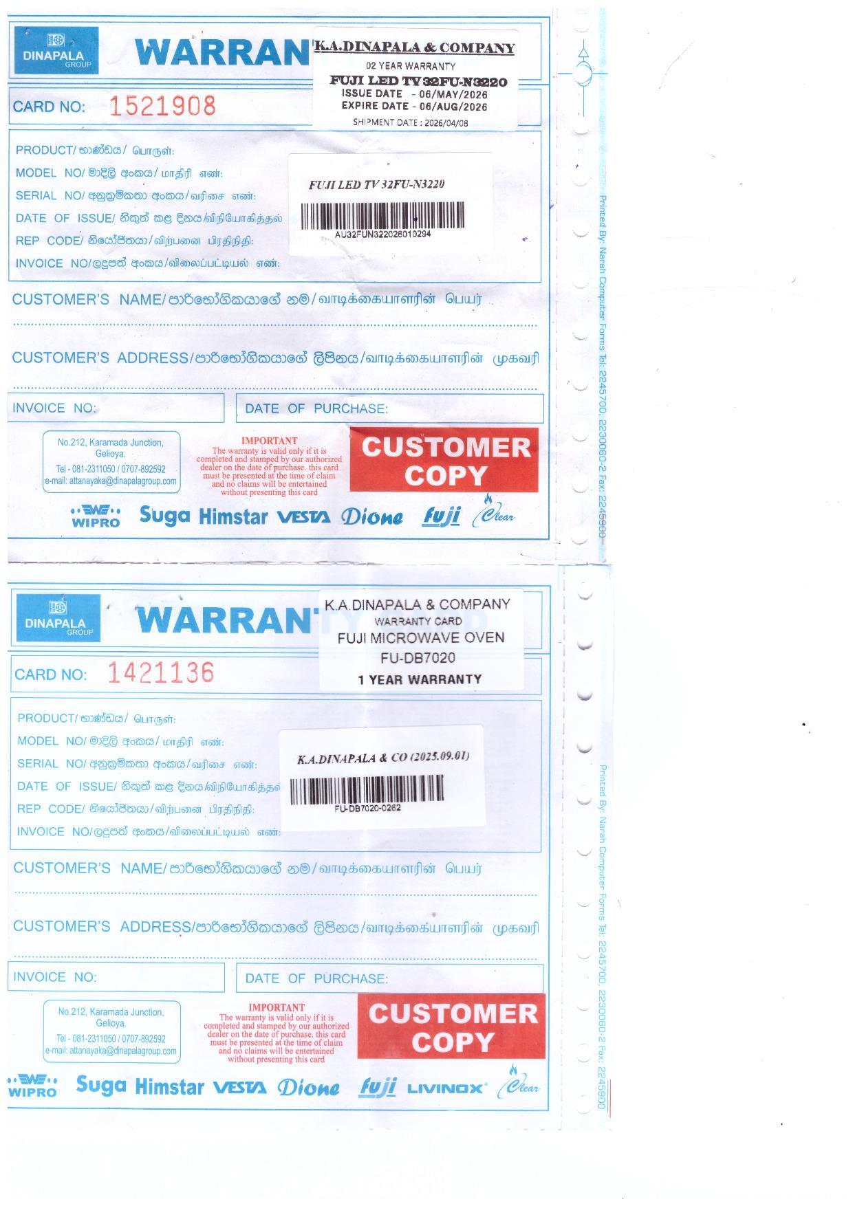 Warranty Front