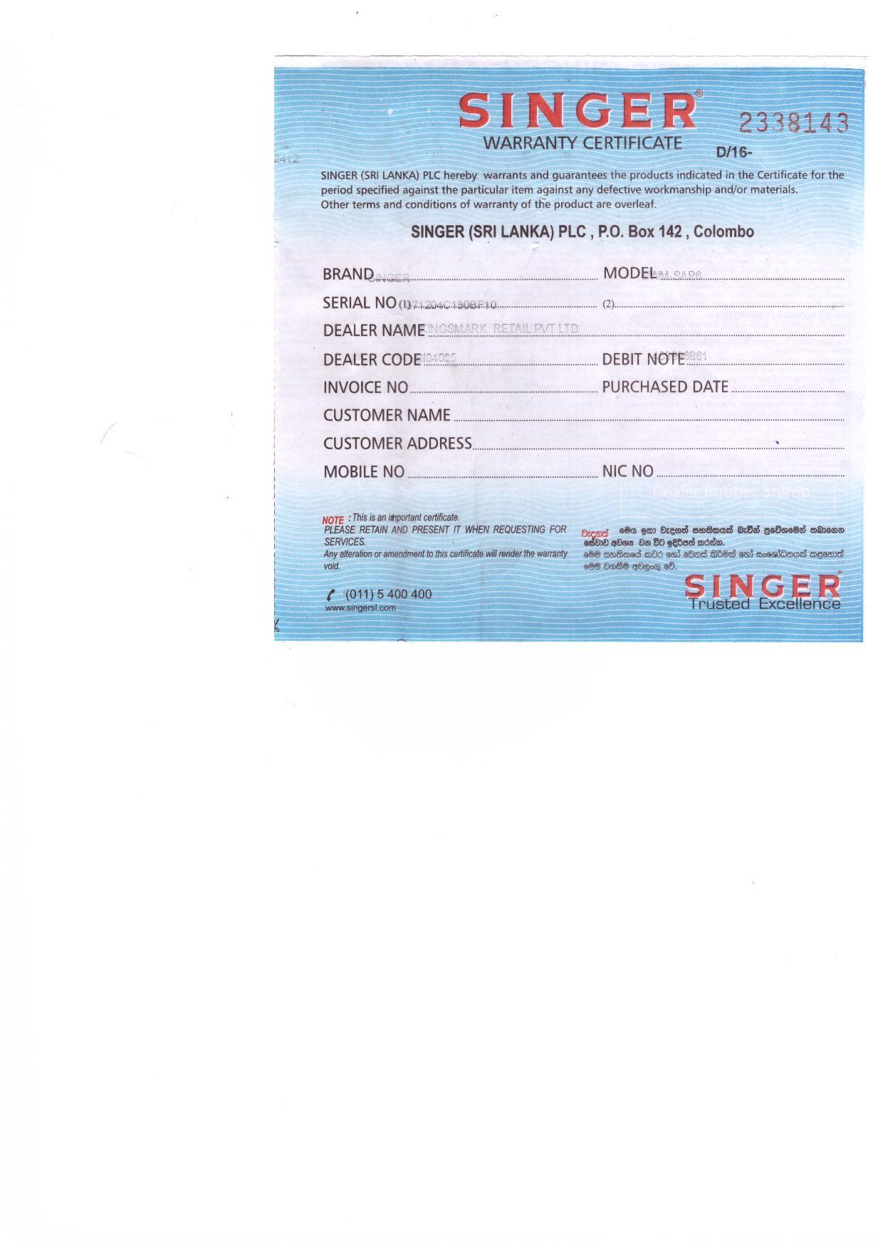 Warranty Front