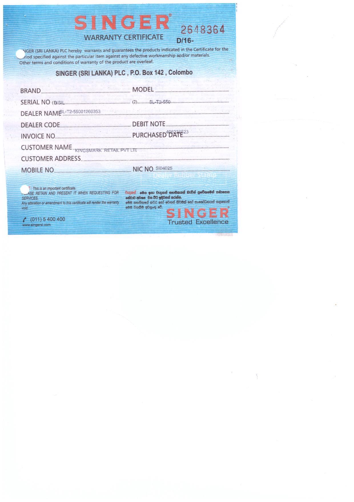 Warranty Front