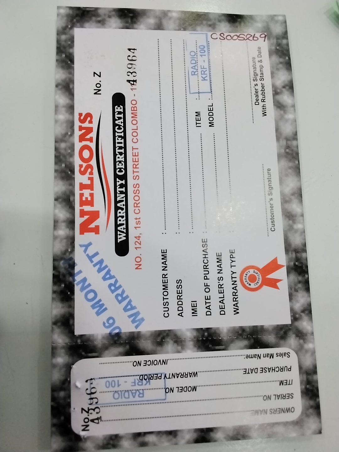 Warranty Front
