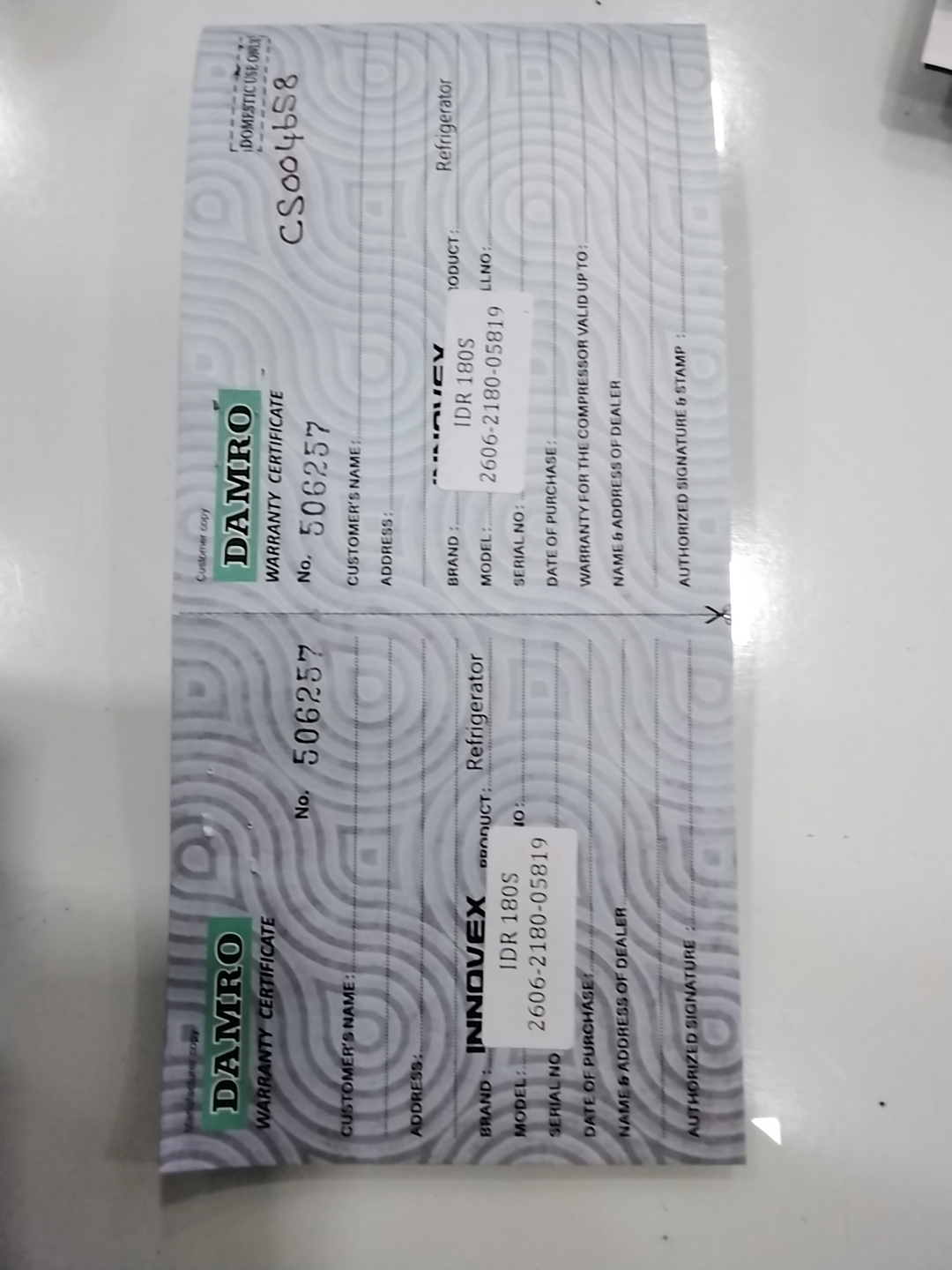 Warranty Front