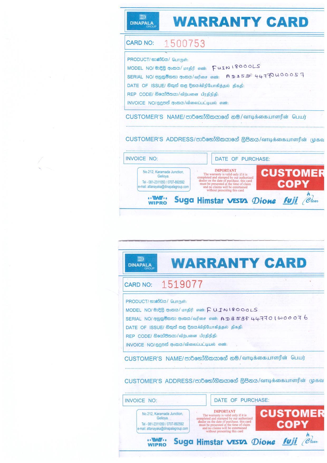 Warranty Front