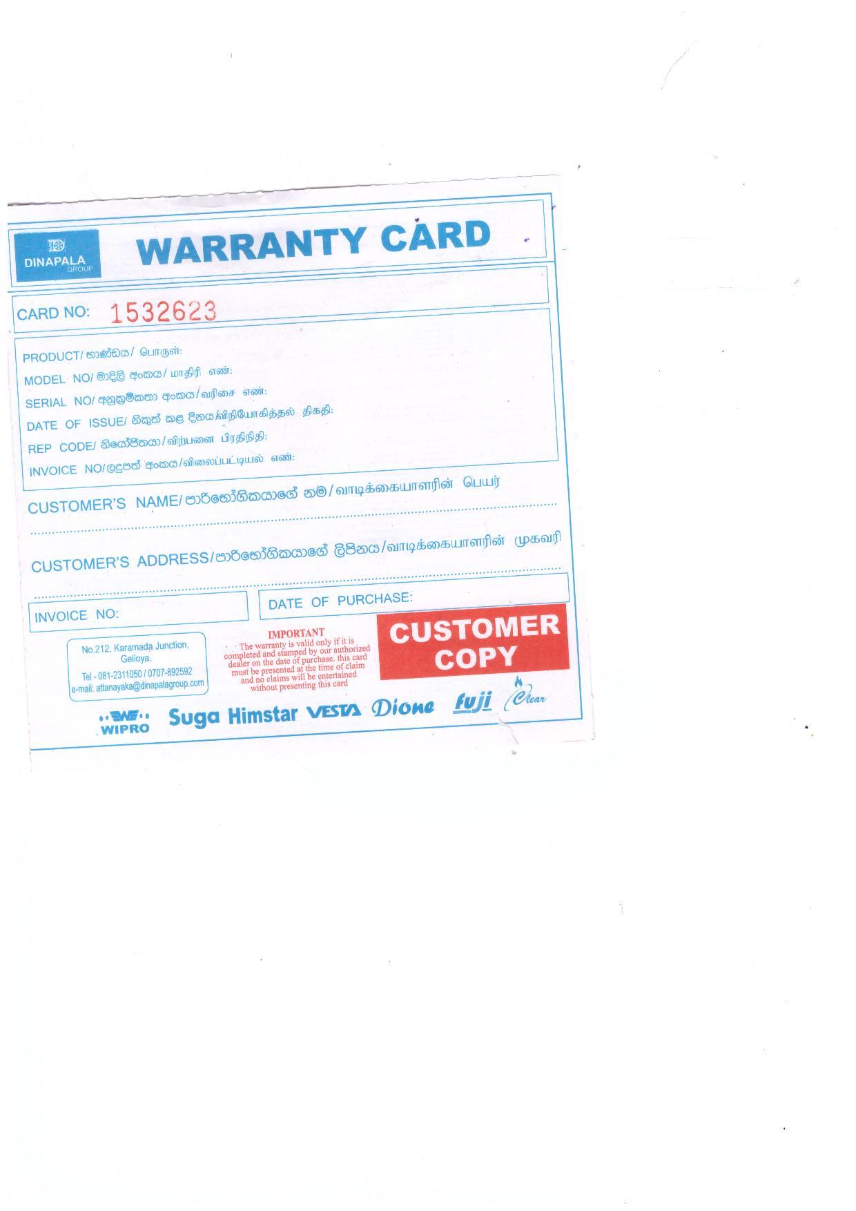 Warranty Front