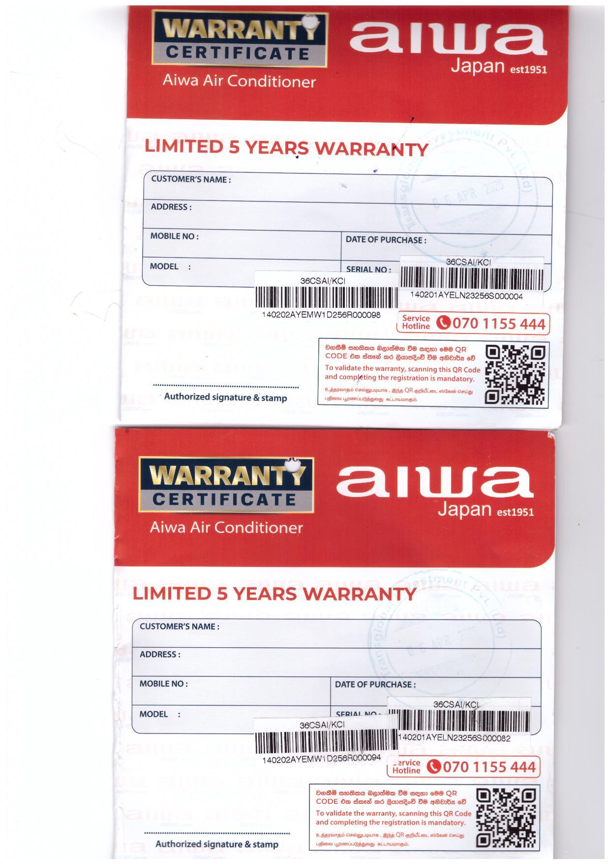 Warranty Front