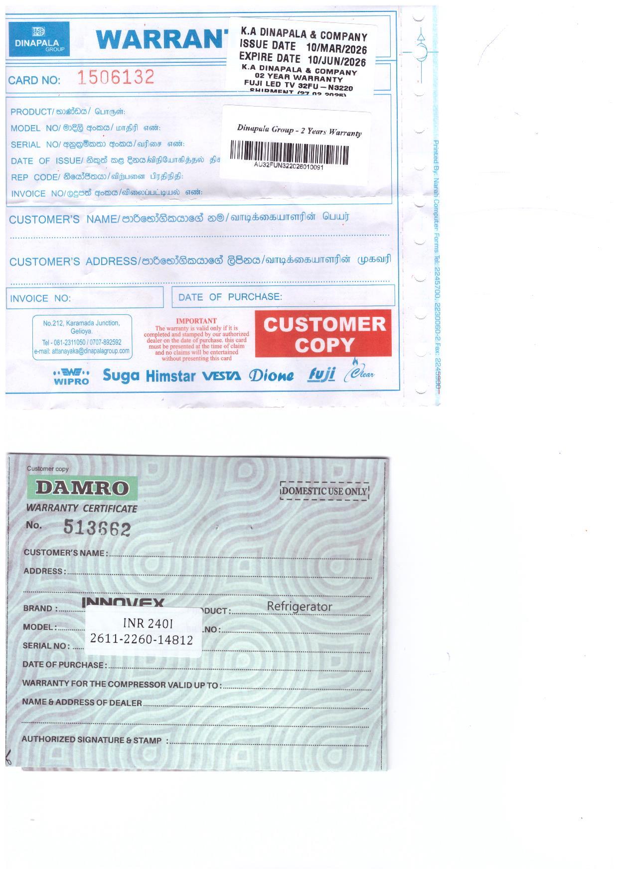 Warranty Front