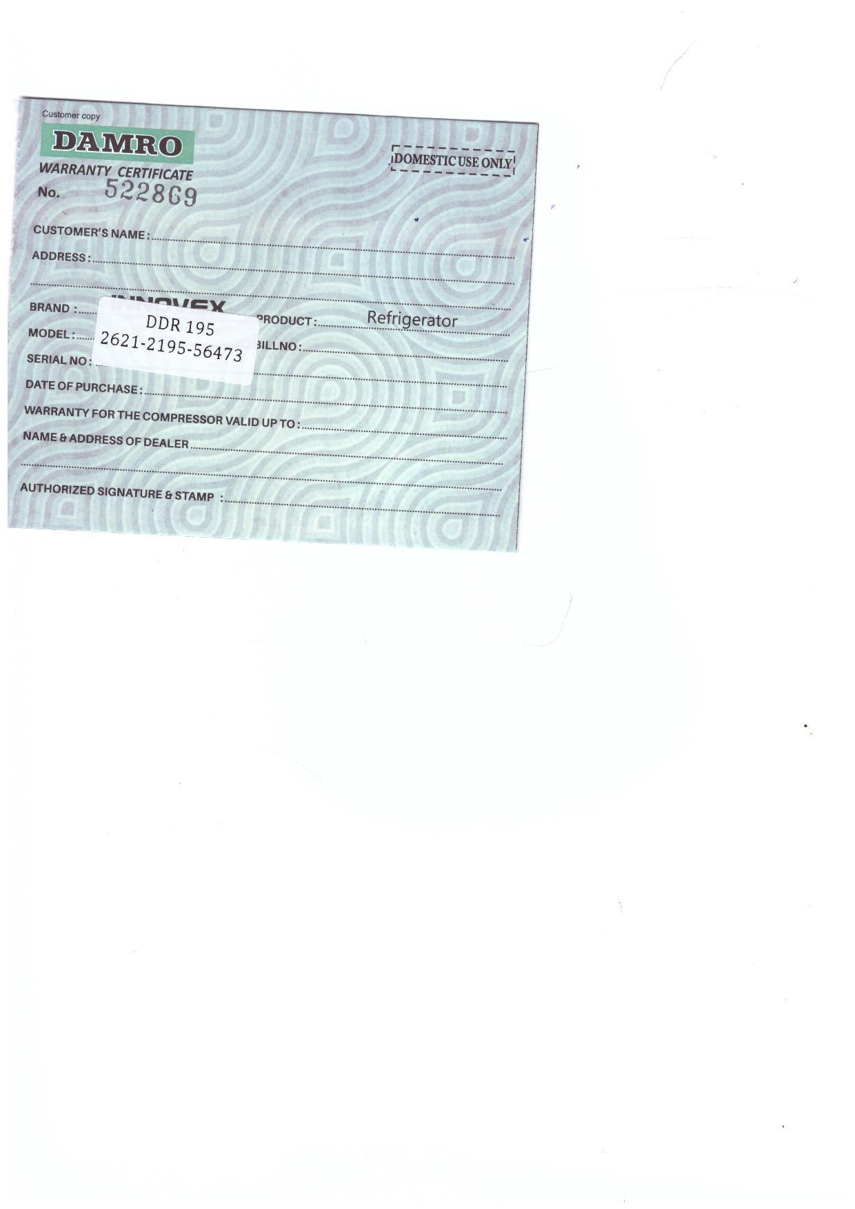 Warranty Front