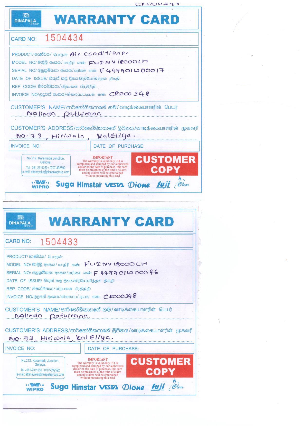 Warranty Front