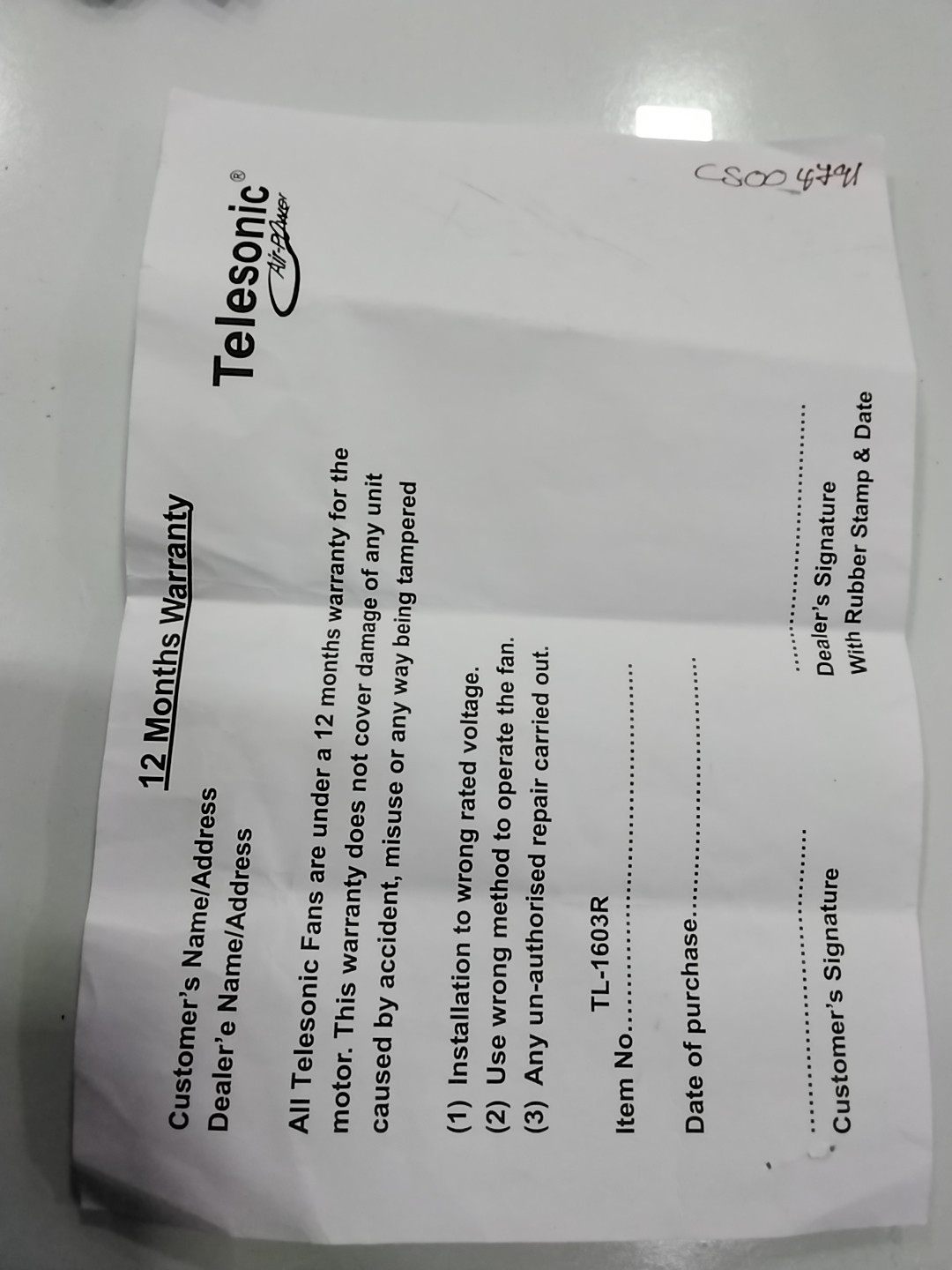 Warranty Front
