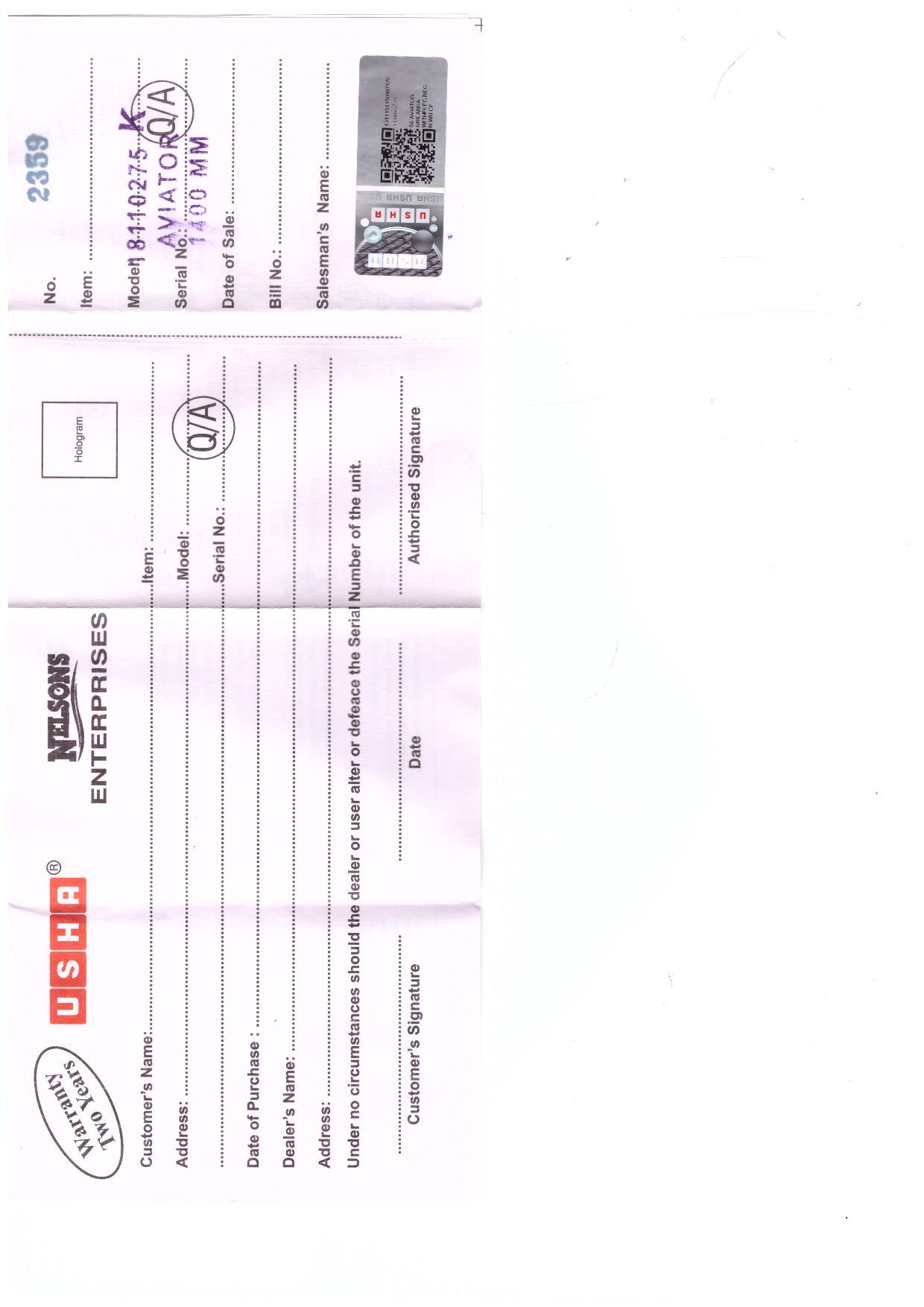 Warranty Front