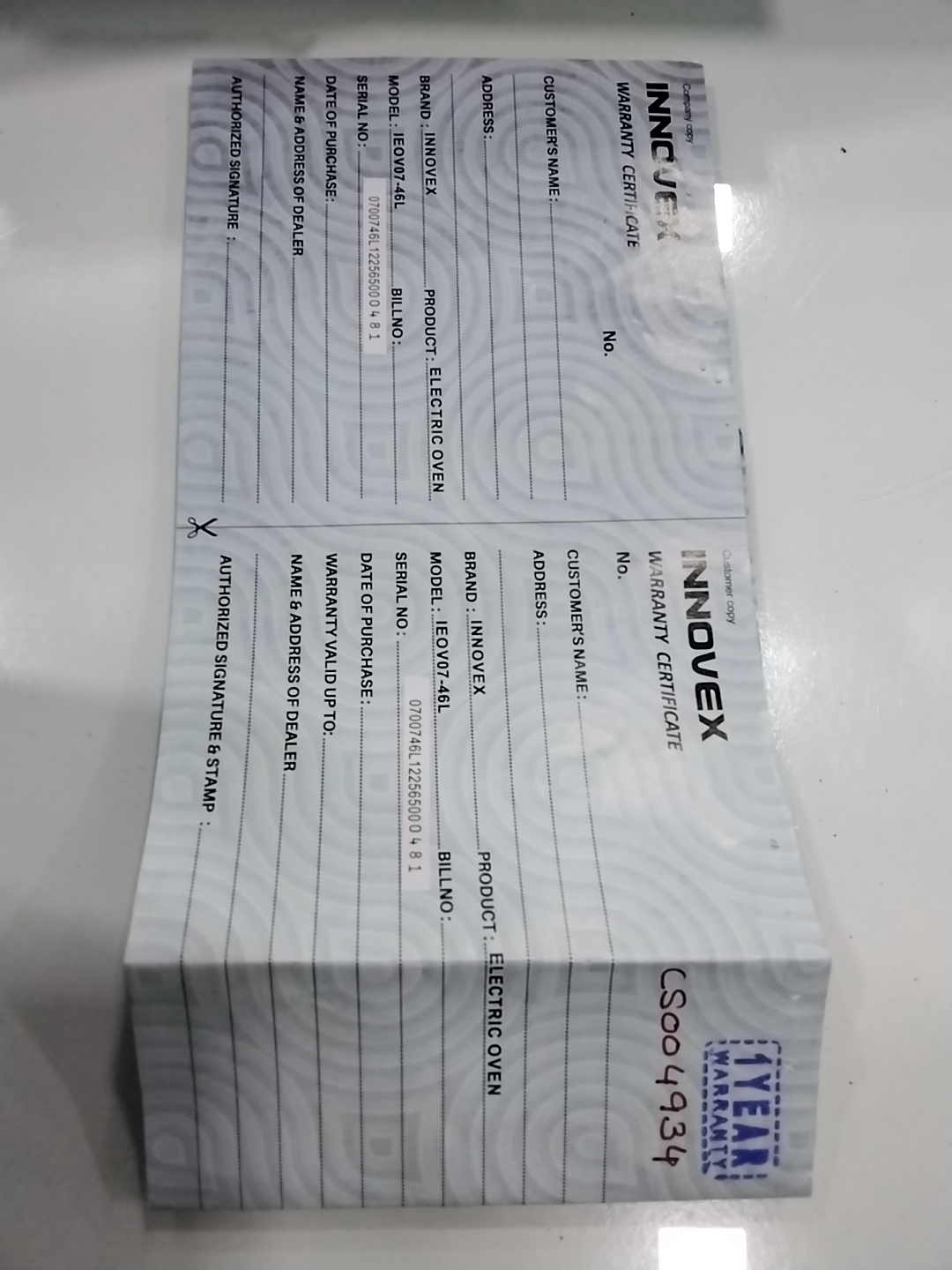 Warranty Front