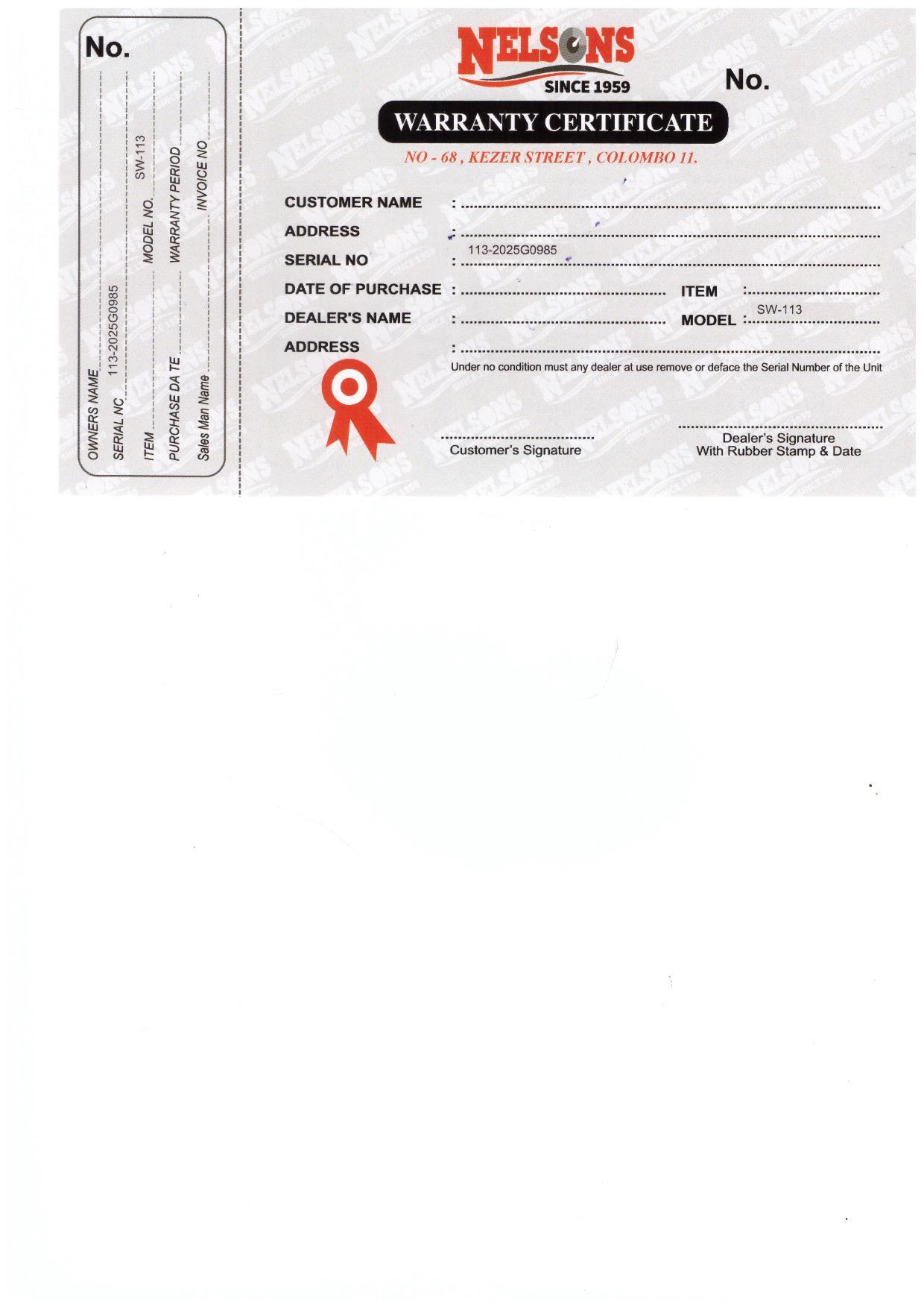 Warranty Front