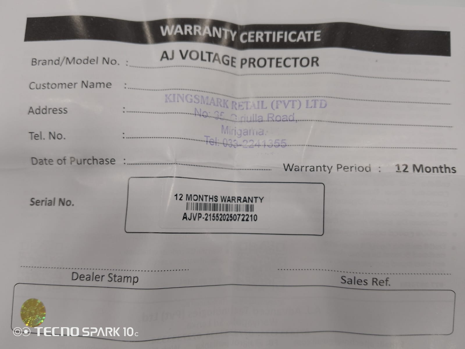 Warranty Back
