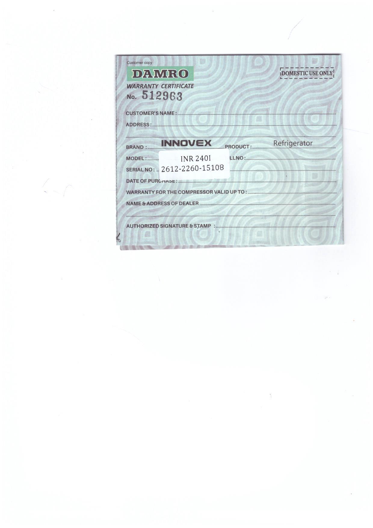 Warranty Front