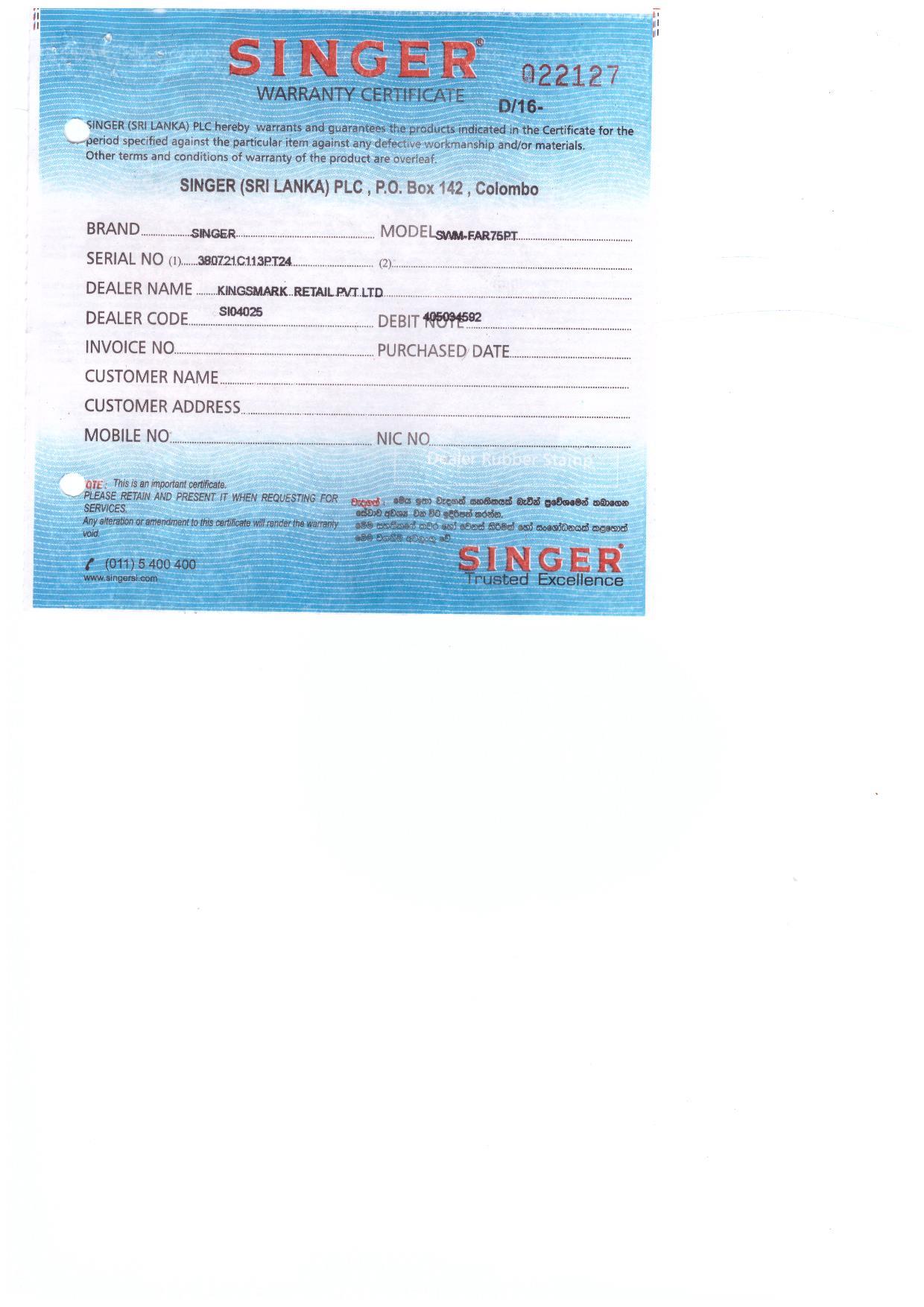 Warranty Front