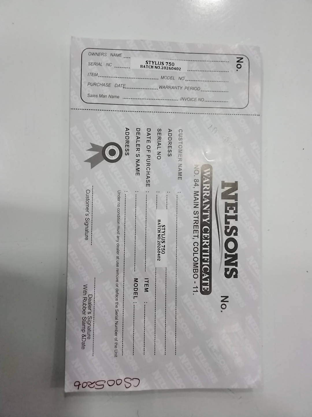 Warranty Front