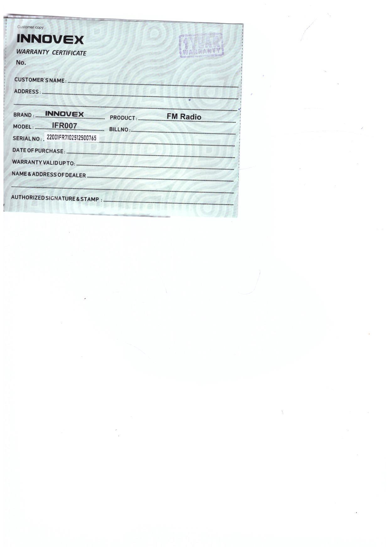 Warranty Front