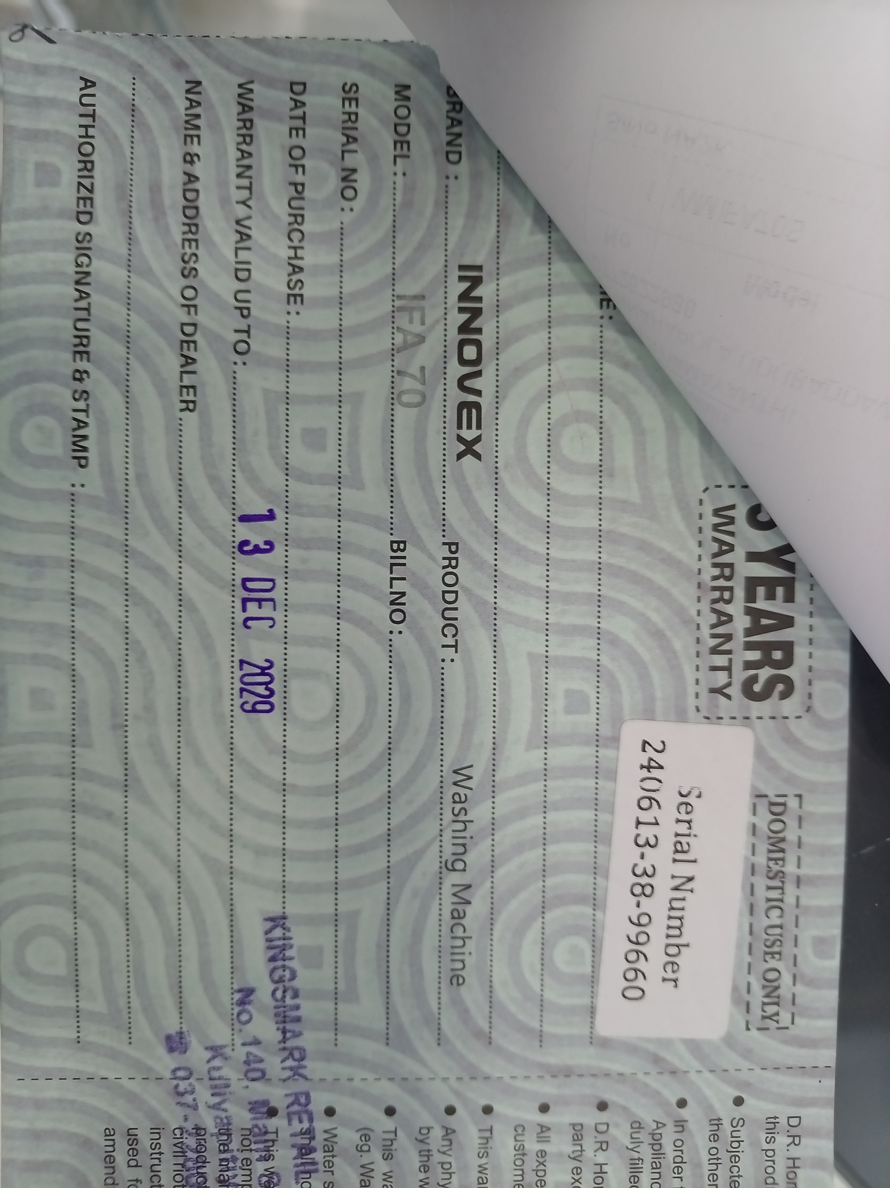 Warranty Front