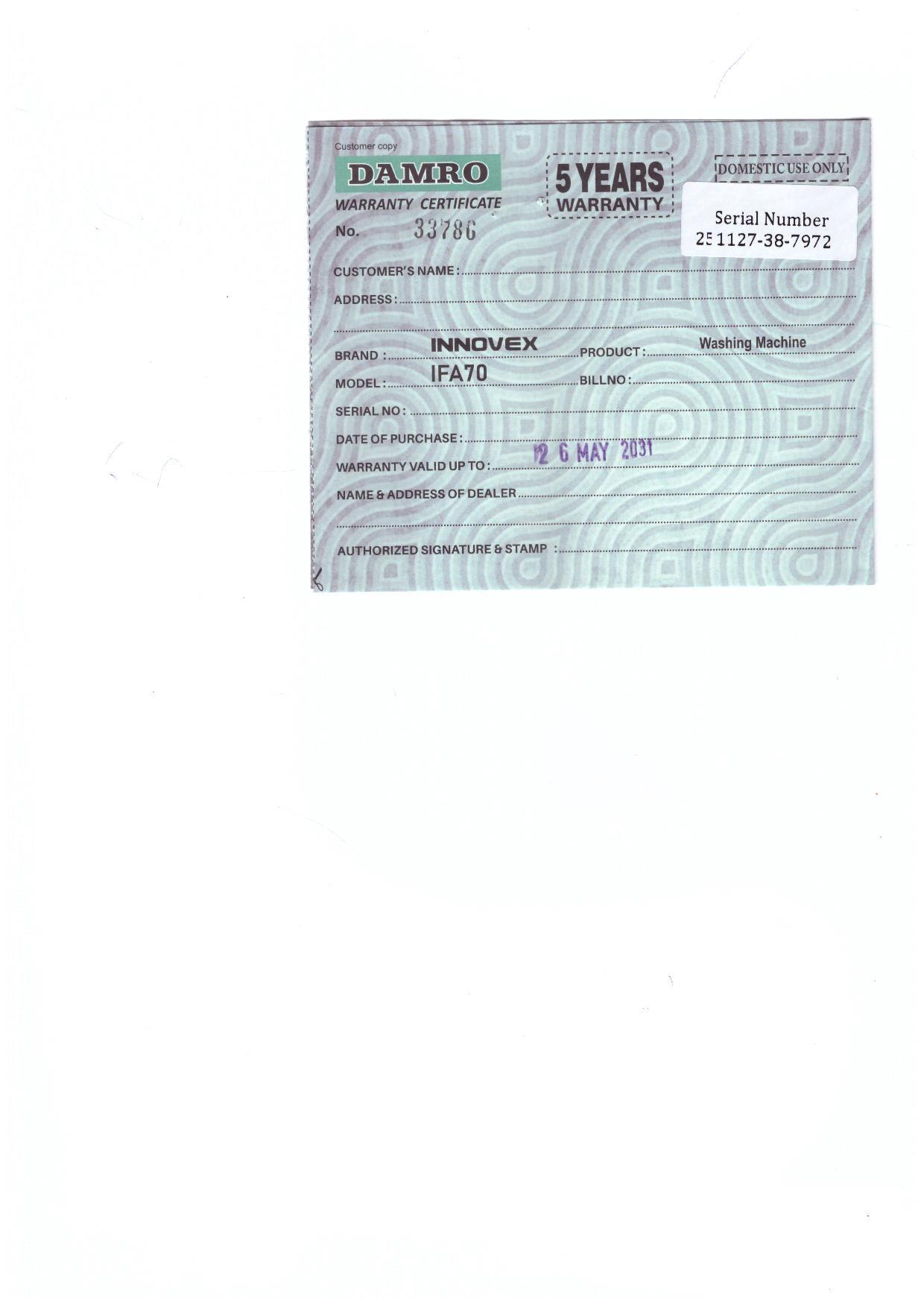 Warranty Front