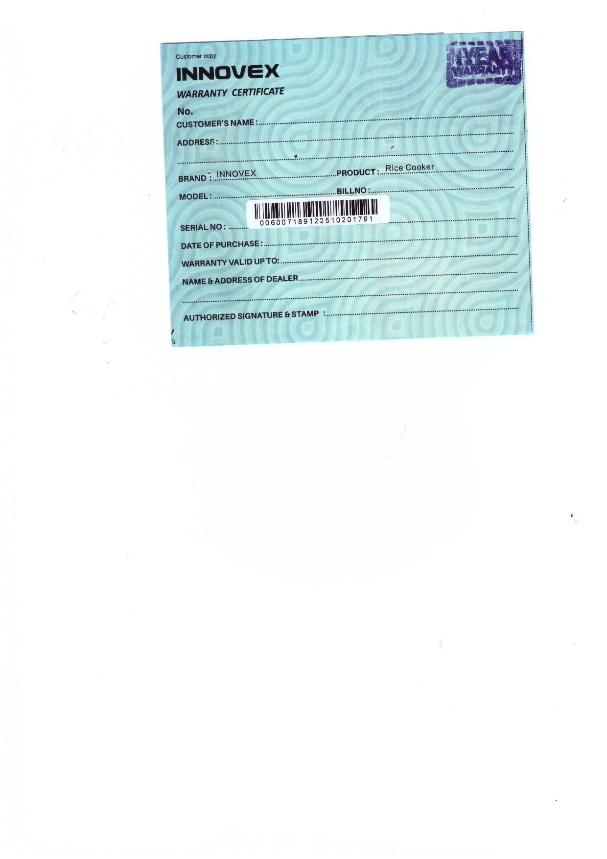 Warranty Front