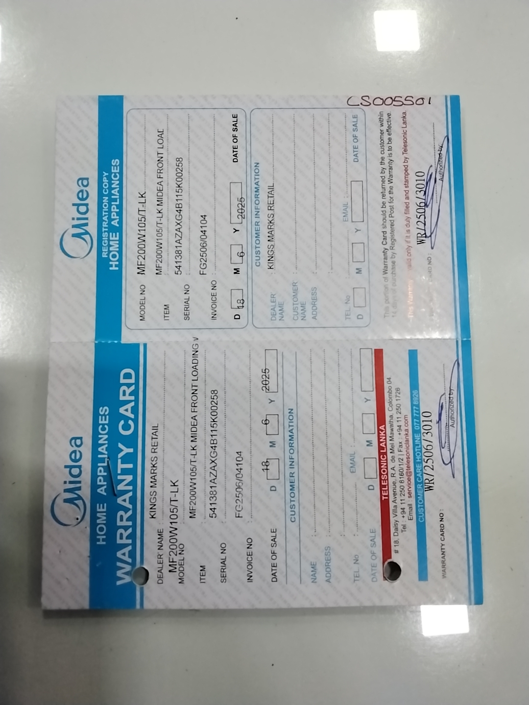 Warranty Front