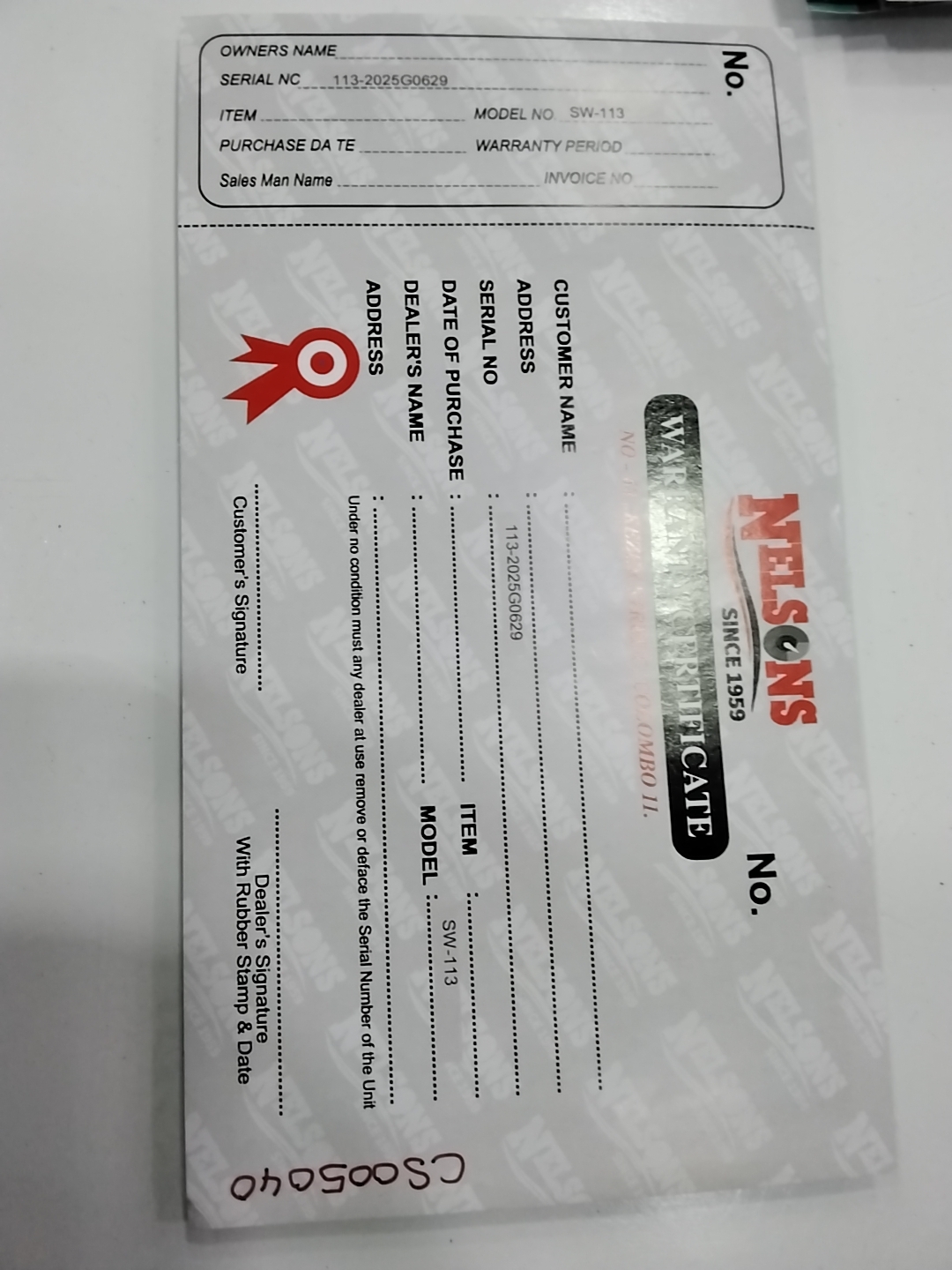 Warranty Front